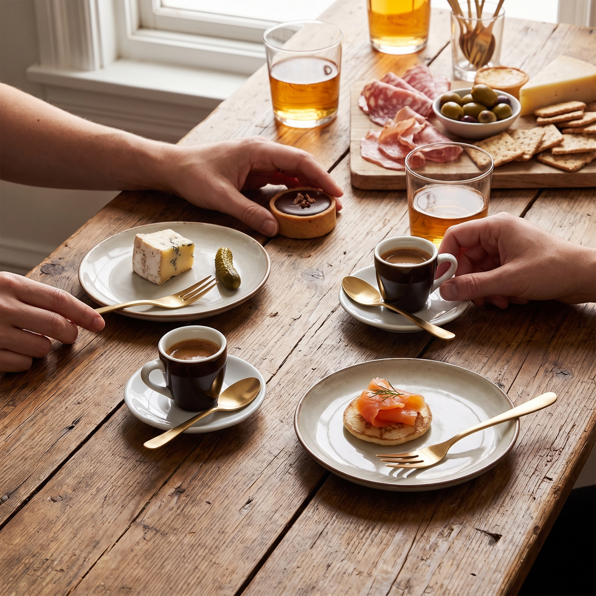 Appetizer Stainless Steel Flatware Set, styled in a real setting