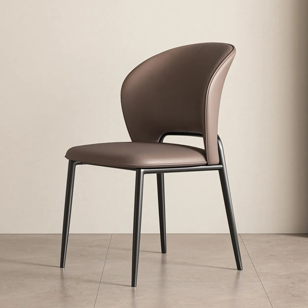 Armless Faux Leather Dining Side Chair with Curved Back