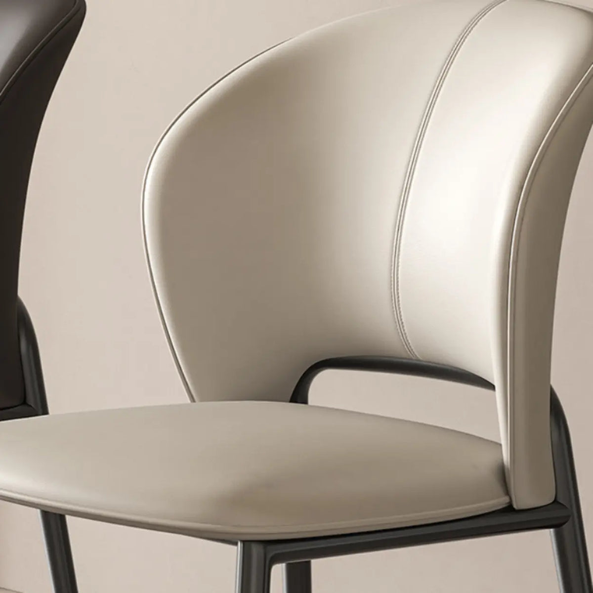 Armless Faux Leather Dining Side Chair with Curved Back