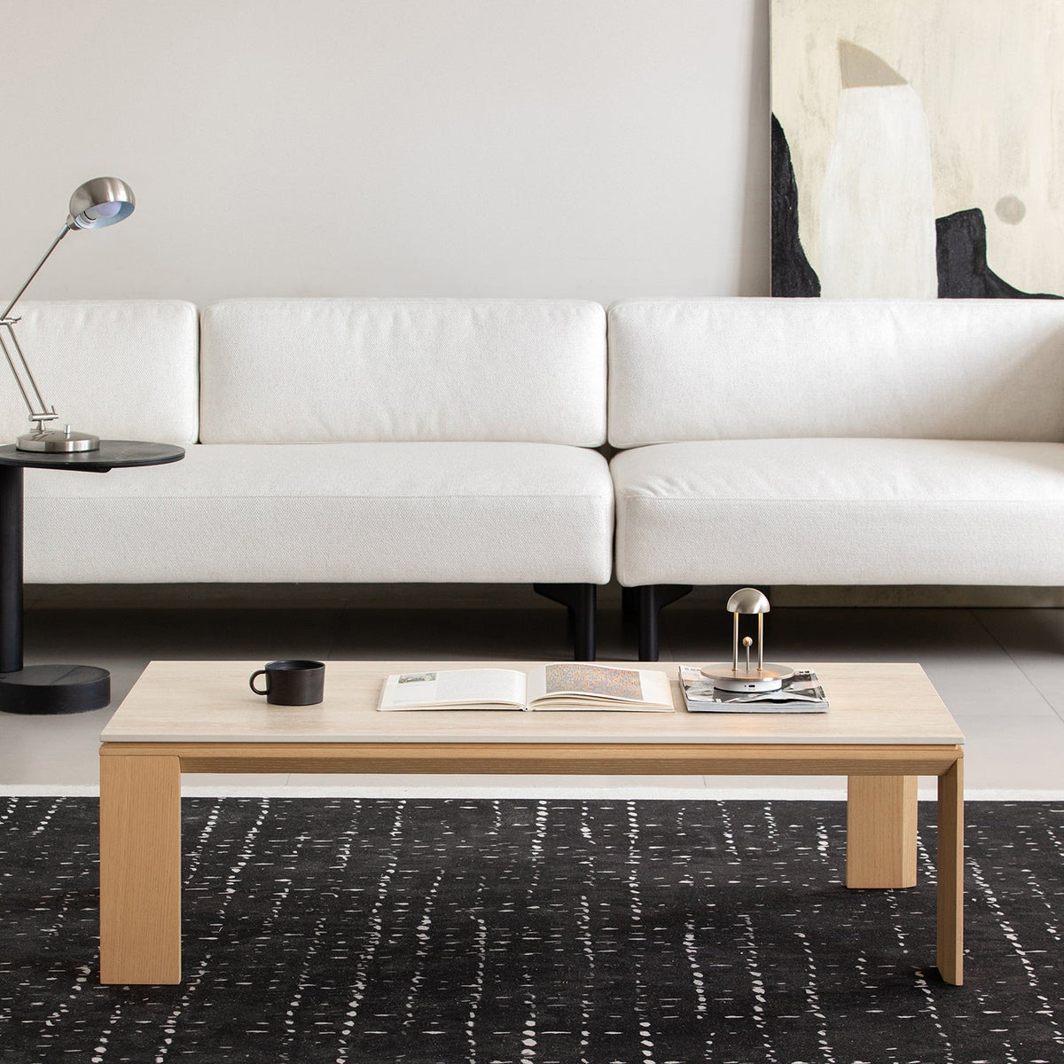 Minimalist Ash Wood Veneer Sintered Stone Coffee Table STRING