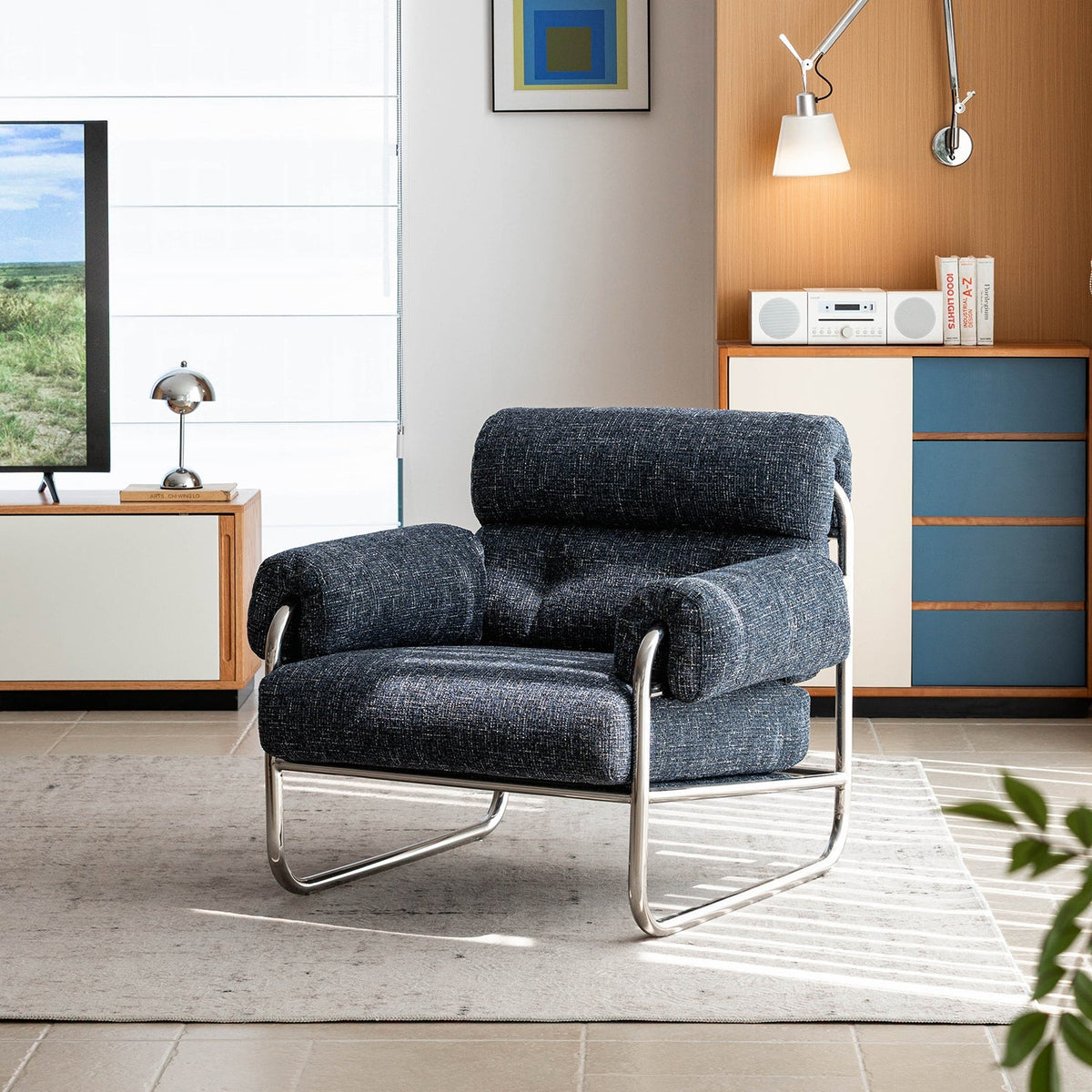 Bauhaus Mix Weave Fabric 1 Seater Sofa BECCA
