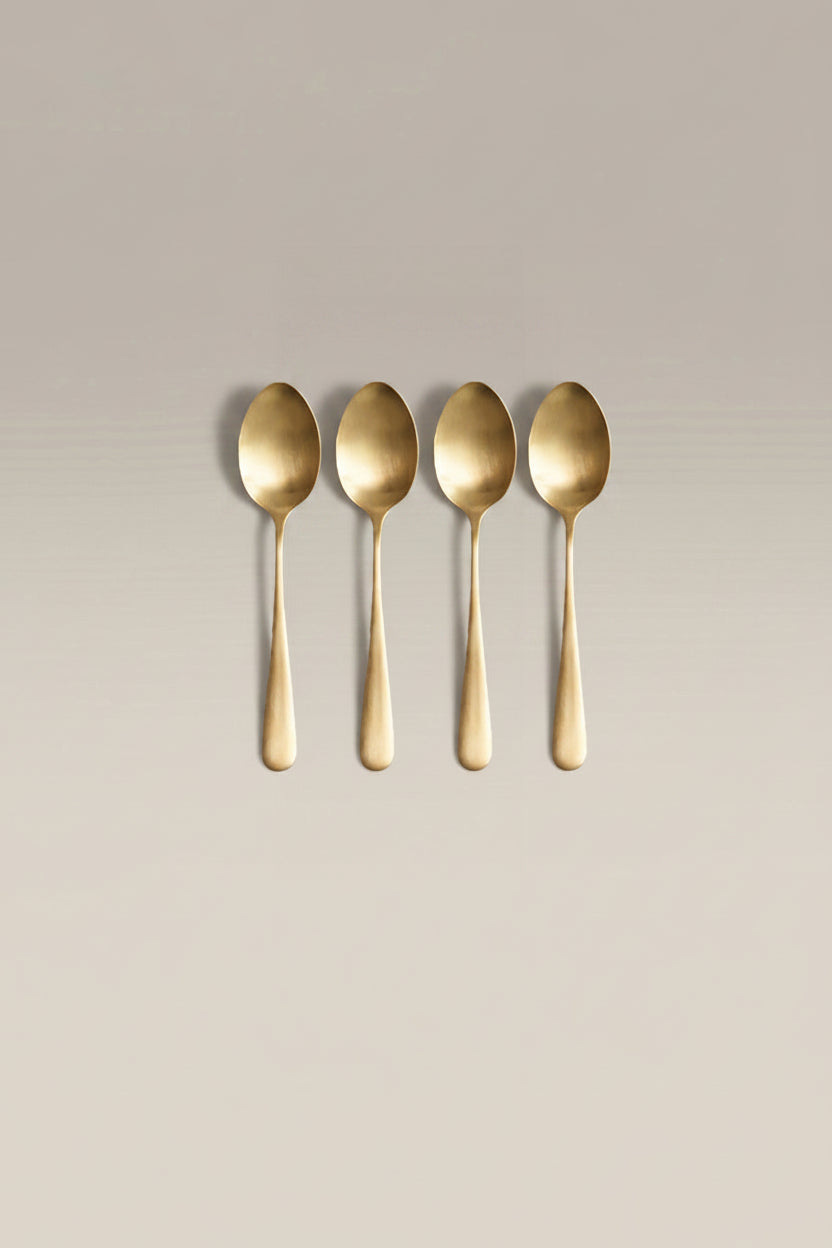 Classic Small Stainless Steel Spoon Set, angled three quarter view