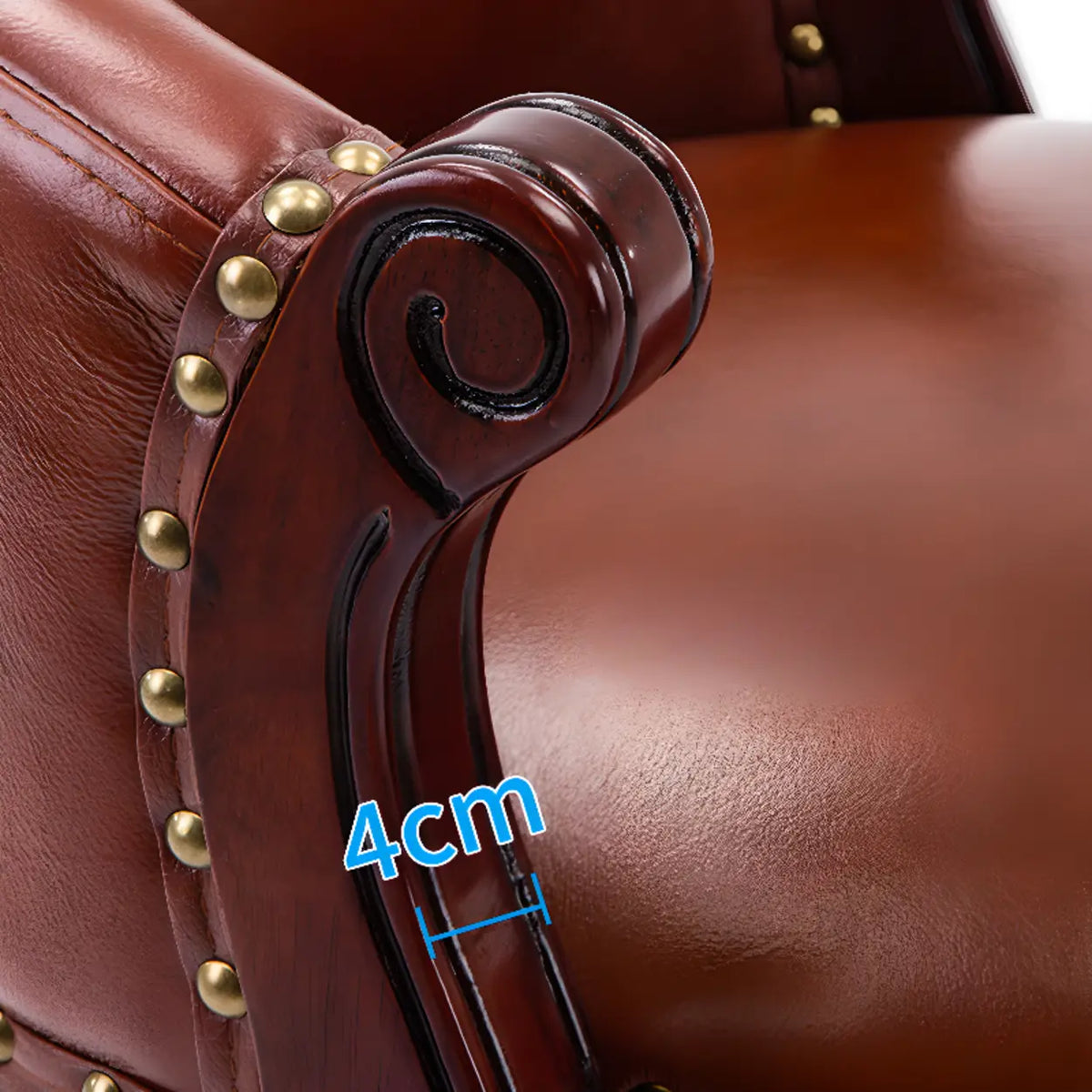 Cow Leather Wingback Swivel Wood Bar Stool with Nailhead Trim