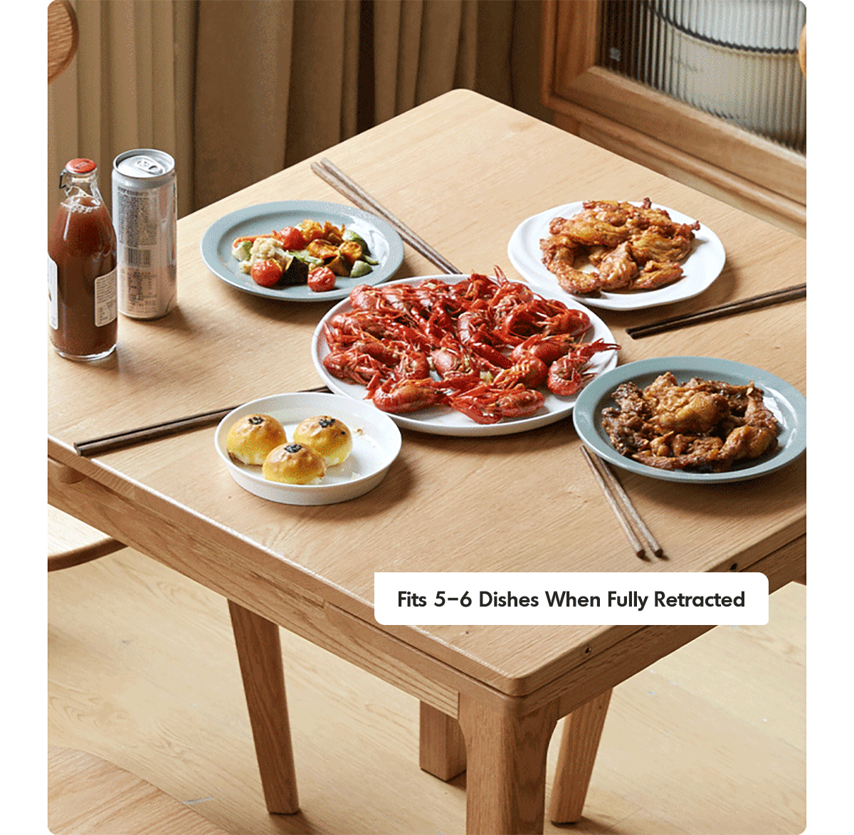 Scandinavian Oak Wood Extendable Dining Table EXTENDRA