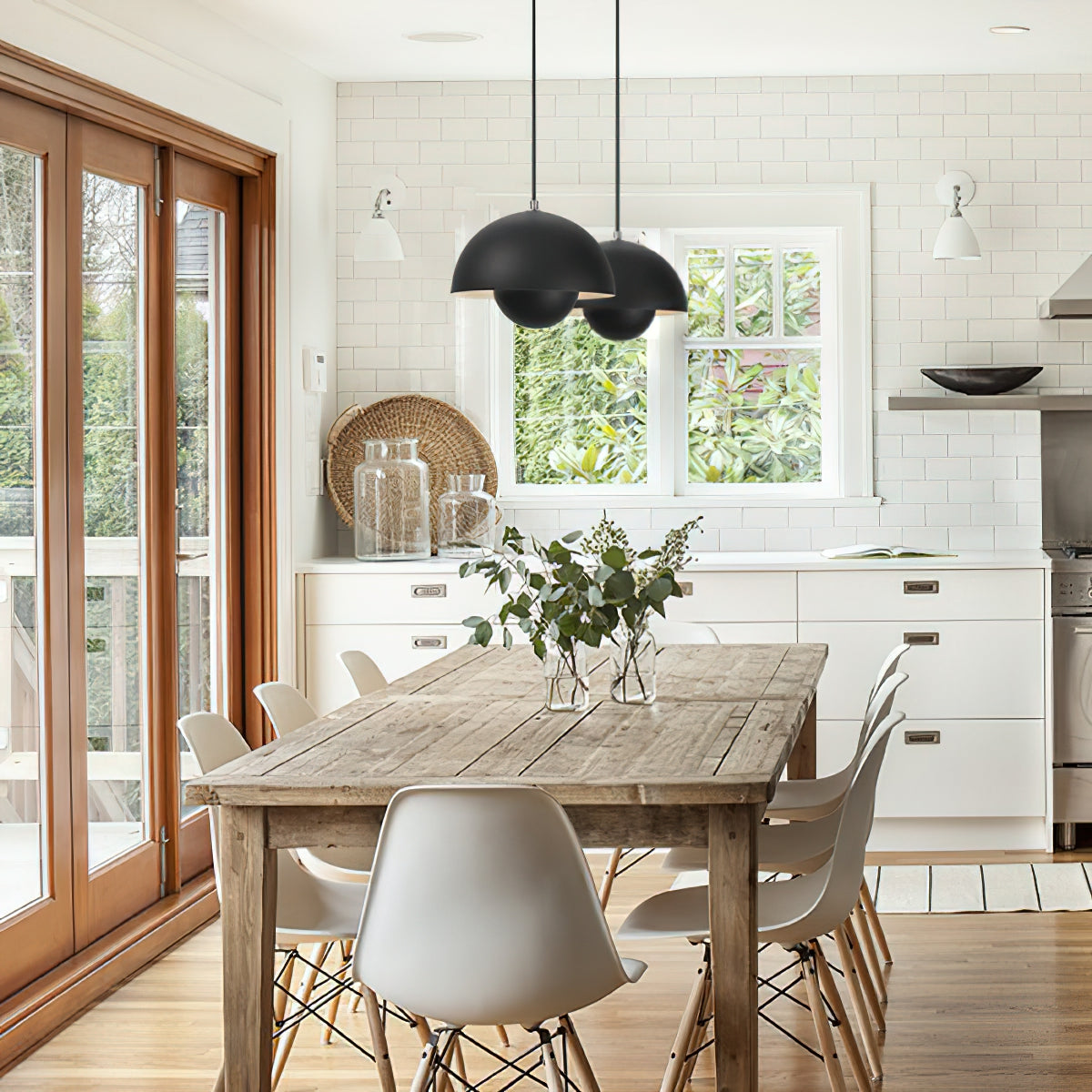 Duo Dome Pendant Light, second warm glow when lit