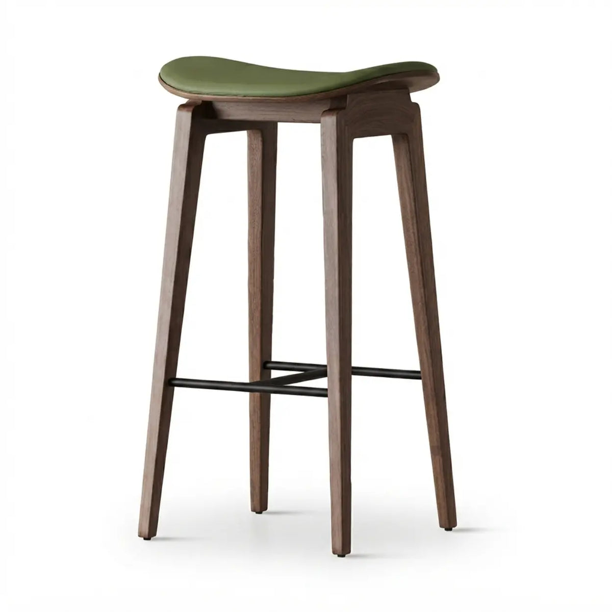 Faux Leather Counter Stool with Footrest and Wood Frame