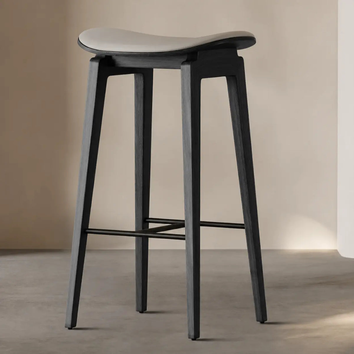 Faux Leather Counter Stool with Footrest and Wood Frame