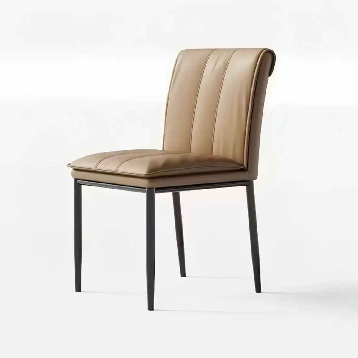 Faux Leather Dining Side Chair with Channel-Stitched Low Back