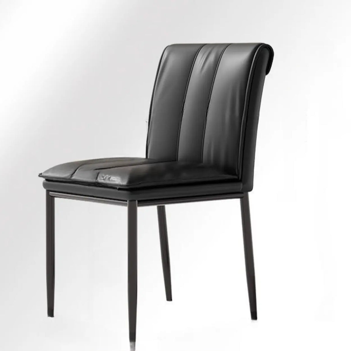 Faux Leather Dining Side Chair with Channel-Stitched Low Back