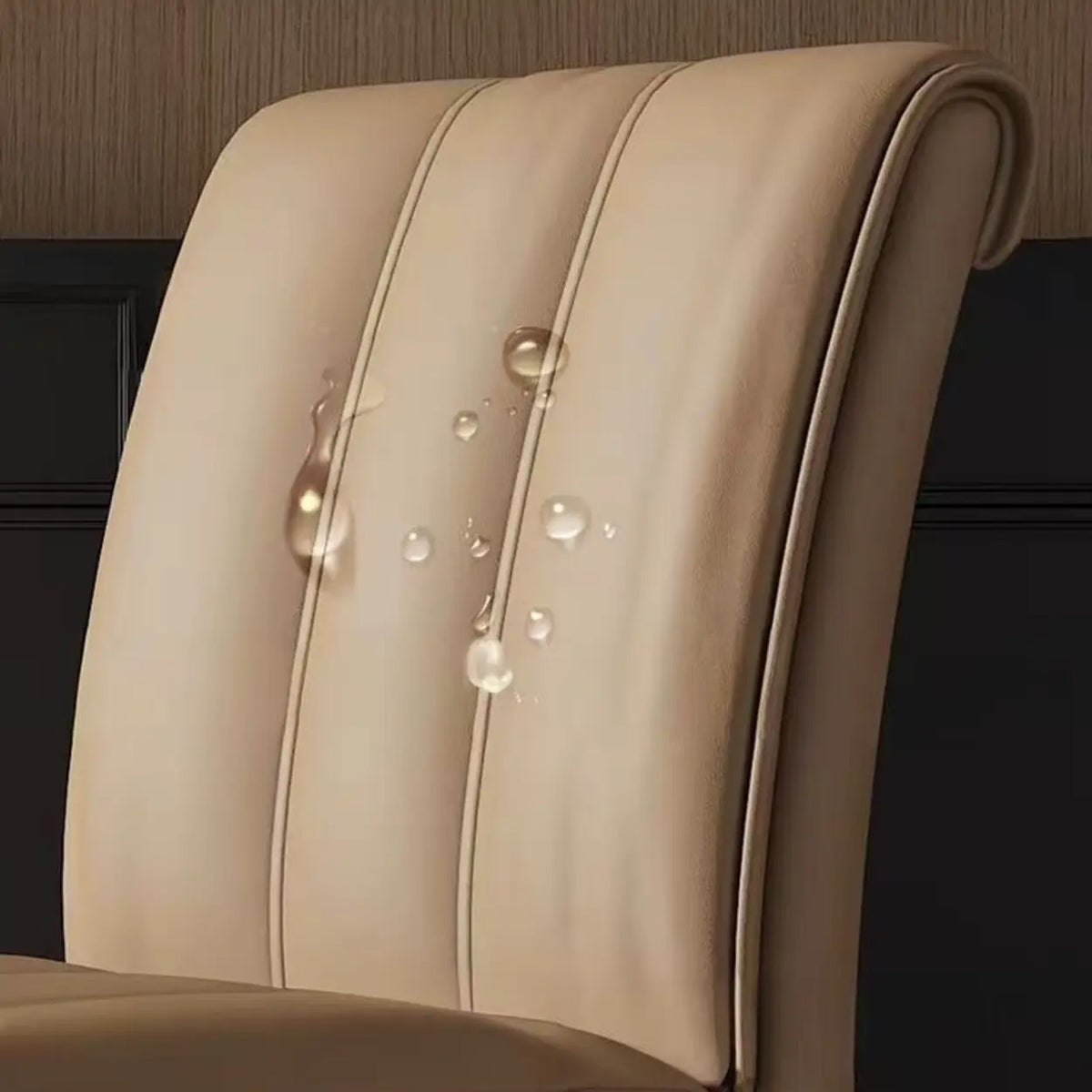 Faux Leather Dining Side Chair with Channel-Stitched Low Back