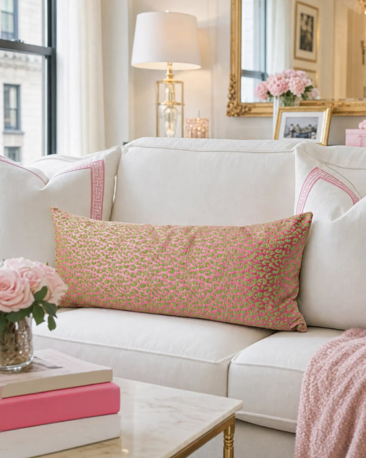 Gabriella Embroidered Cheetah Lumbar Pillow