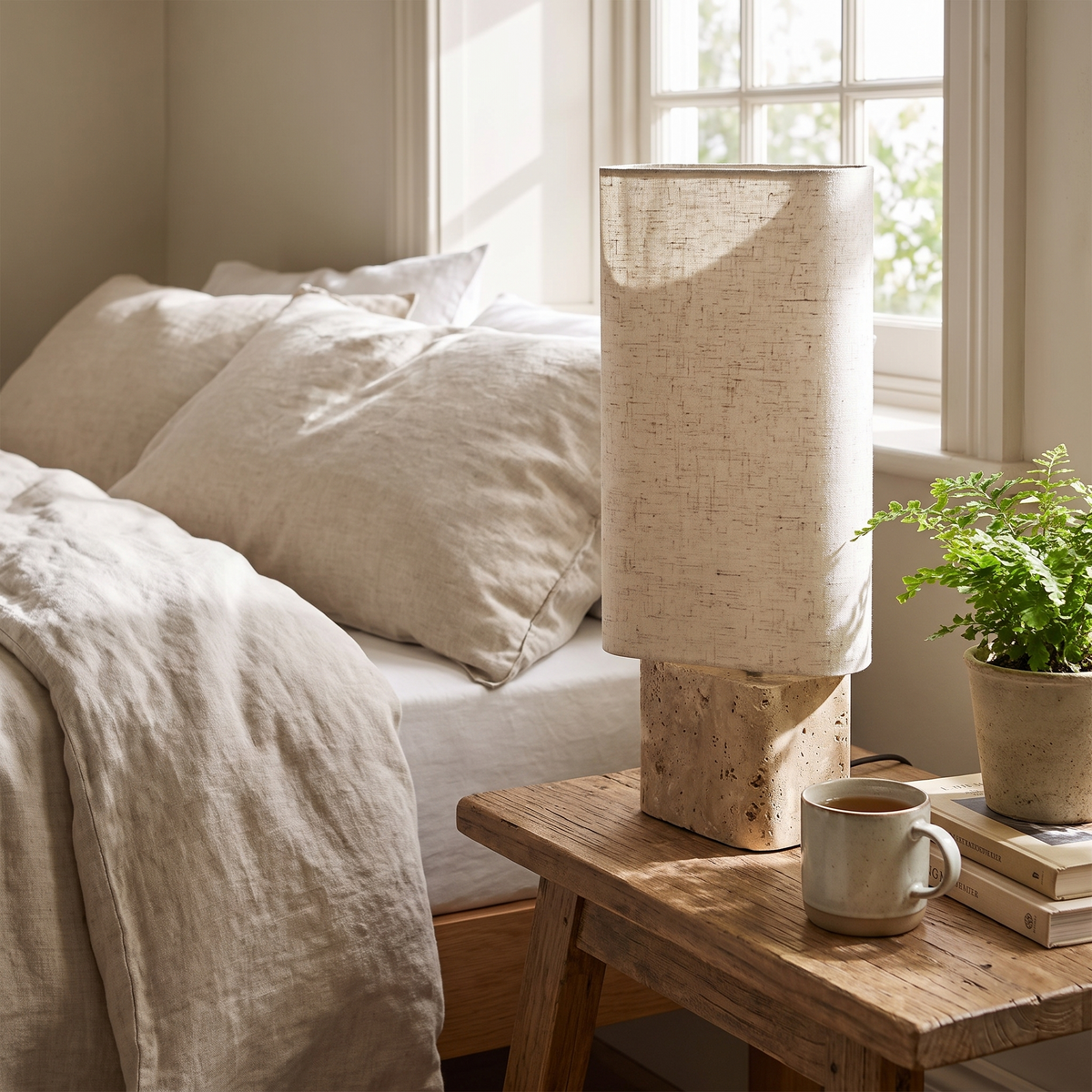 Velia Travertine Table Lamp