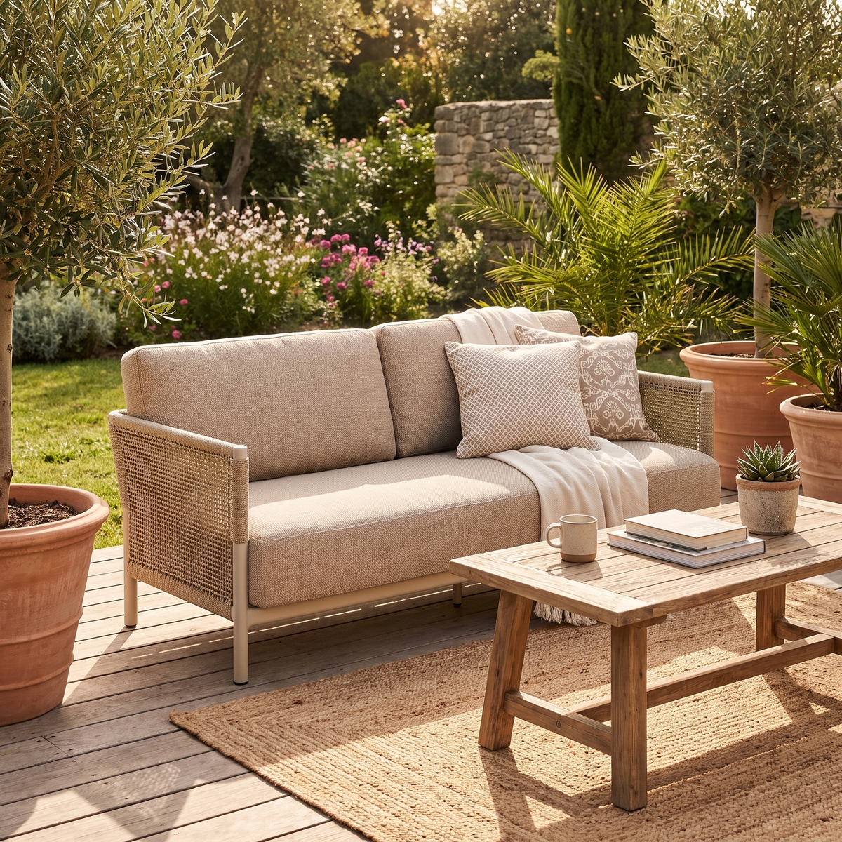 Saratoga Sofa in Dune Aluminum