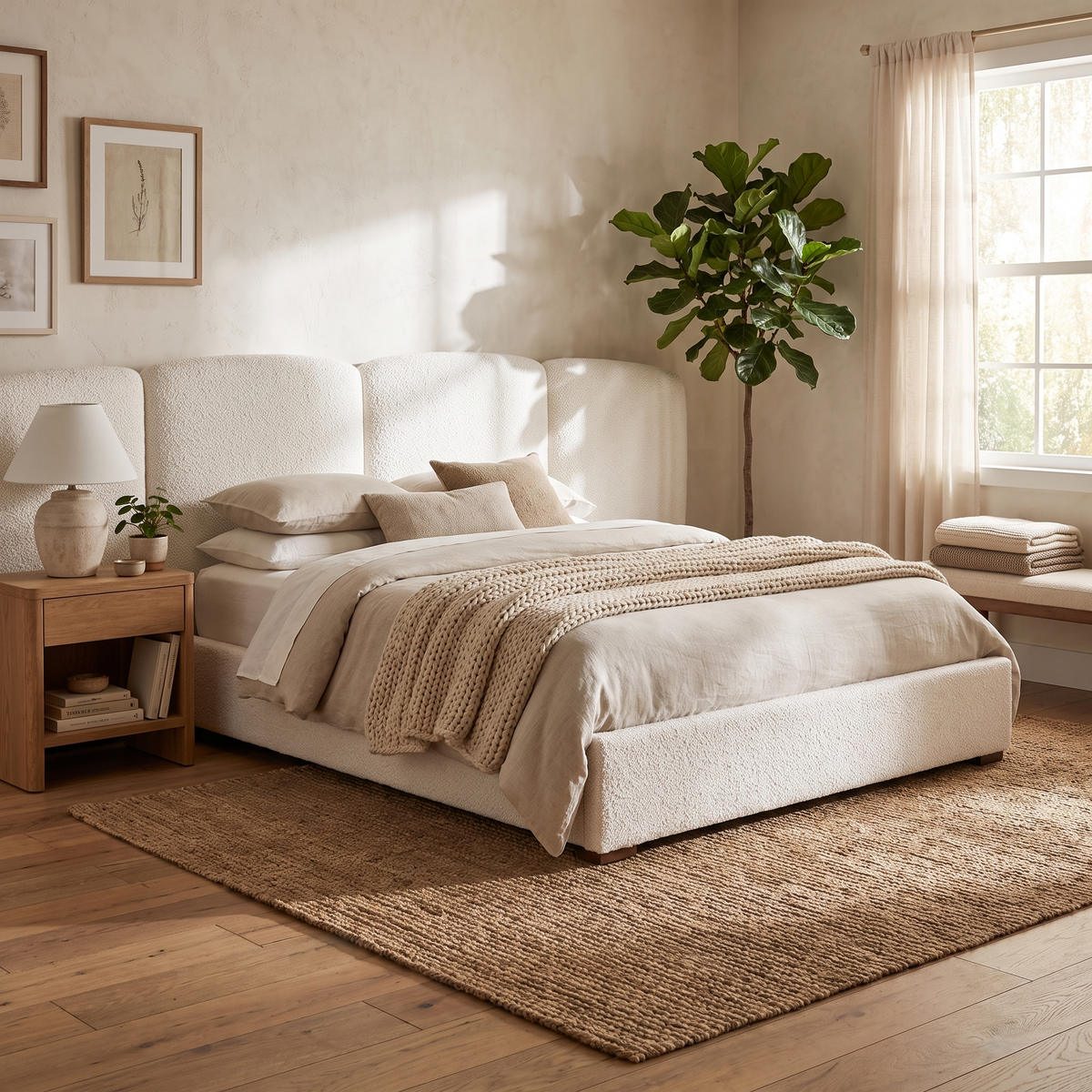 Acadia Bed | Froth White Boucle | King