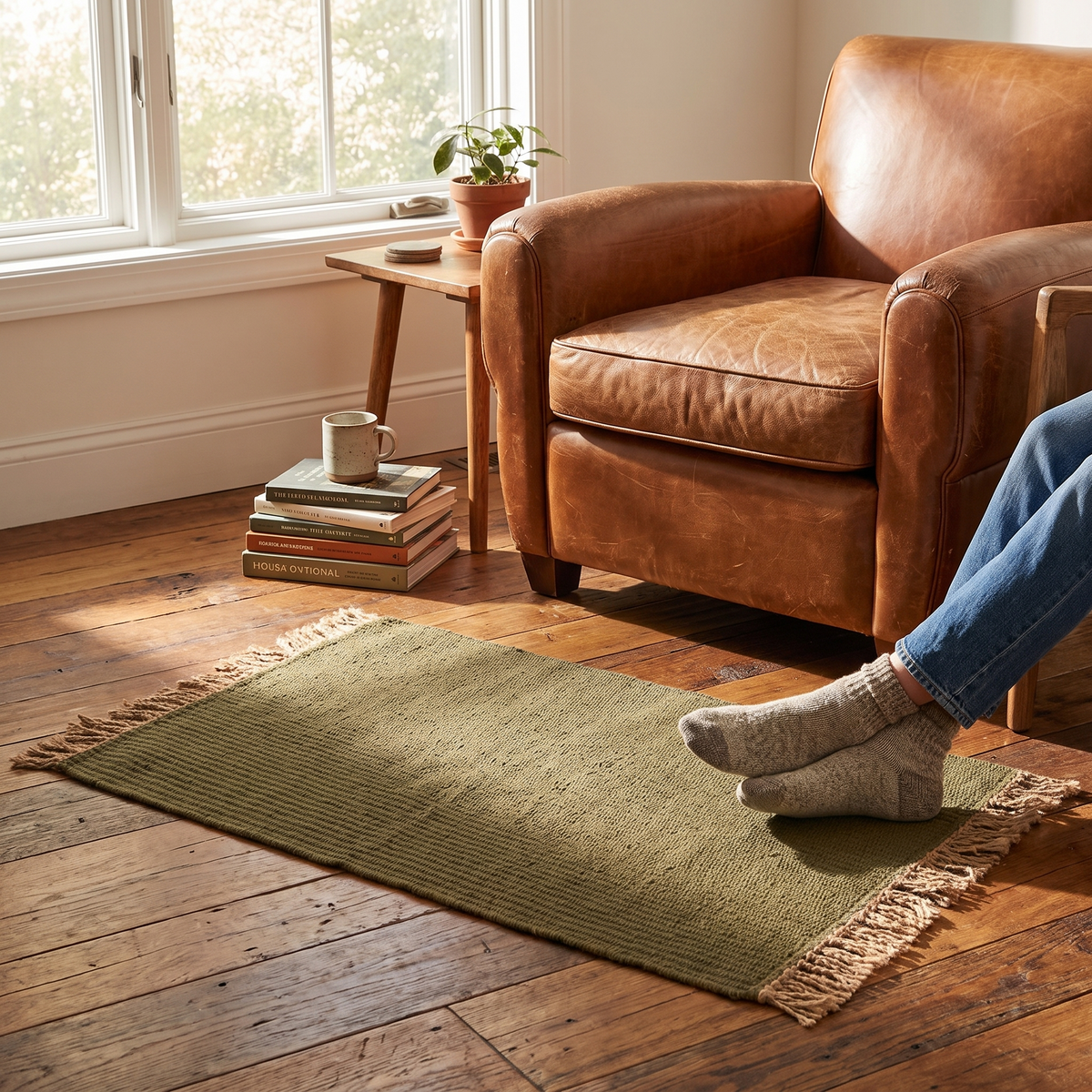 Block Mat - Olive/Natural