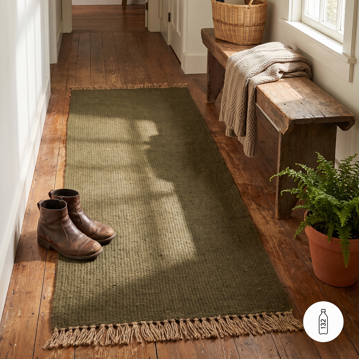 Block Runner - Olive/Natural