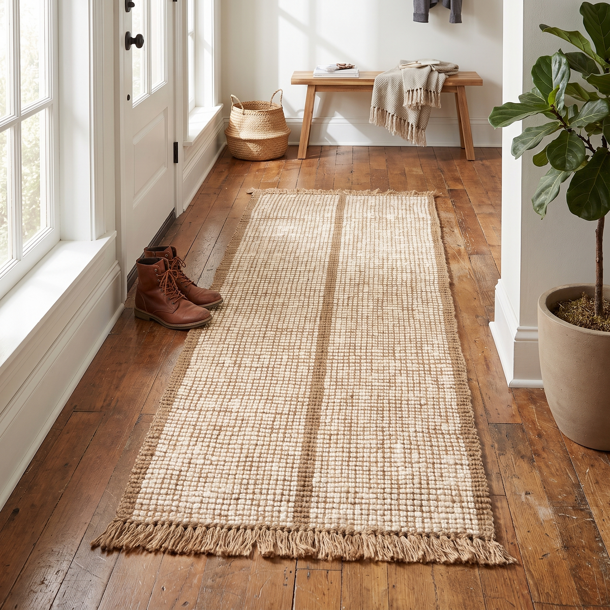 Athens Stripes Runner - Natural/Off-White