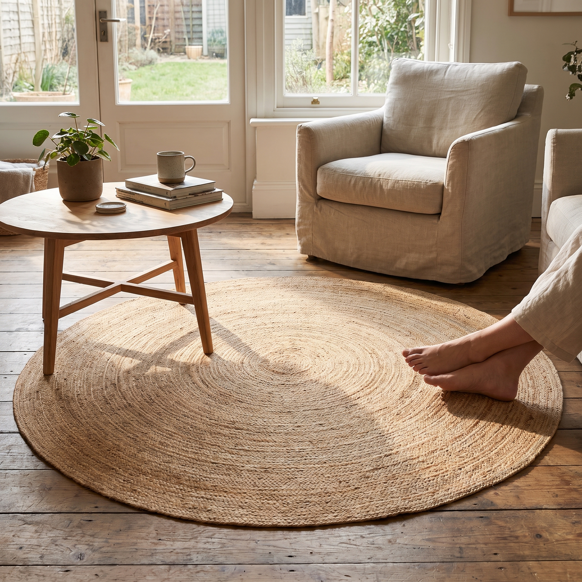 Eternal Round Jute Rug - Natural