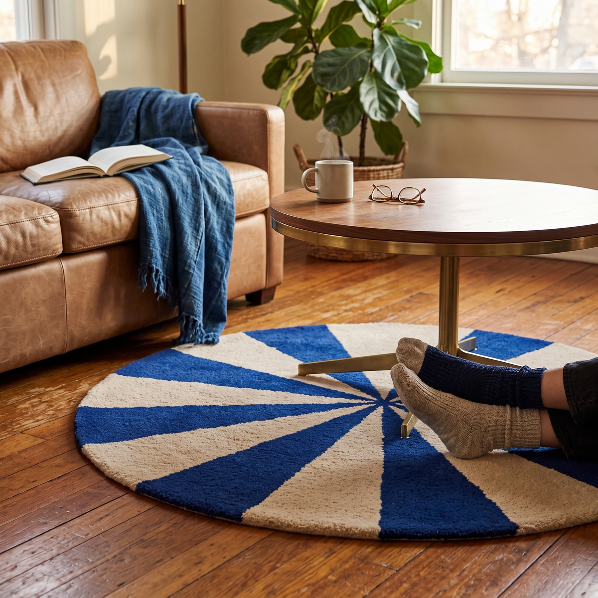 Arch Tufted Rug - Bright Blue/Off-White
