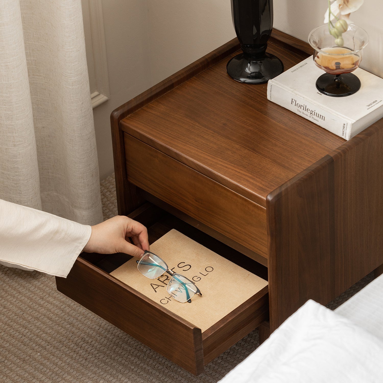 Japandi Walnut Wood Side Table VISTA