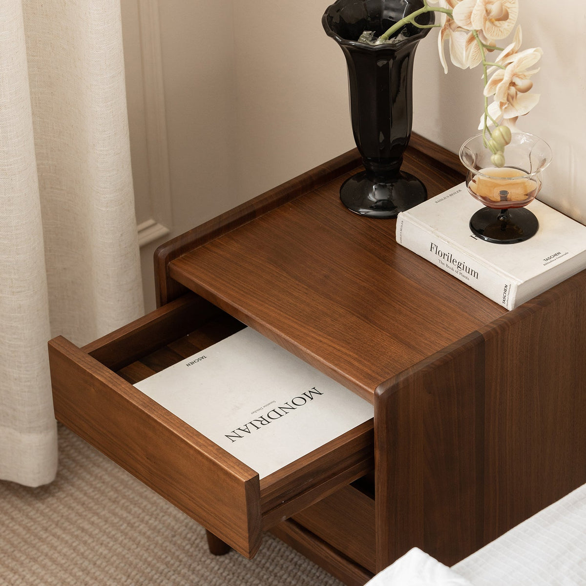 Japandi Walnut Wood Side Table VISTA