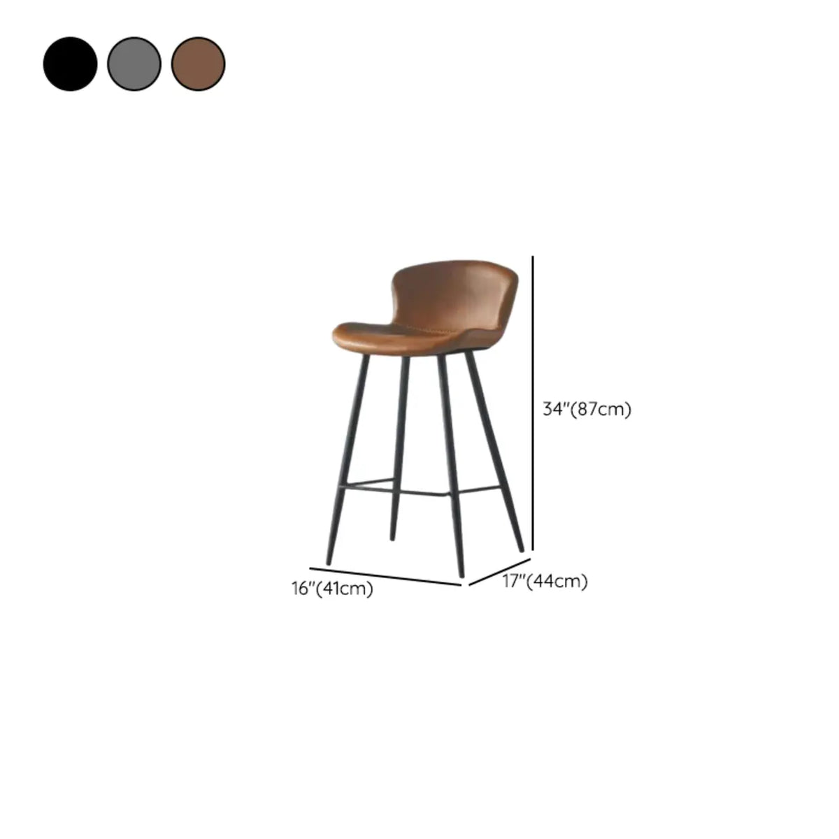 Leather Saddle Counter & Bar Stool with Low Back & Footrest
