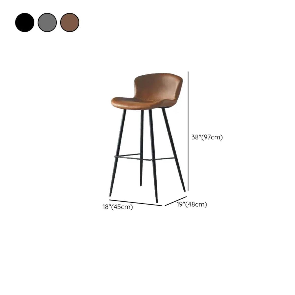 Leather Saddle Counter & Bar Stool with Low Back & Footrest