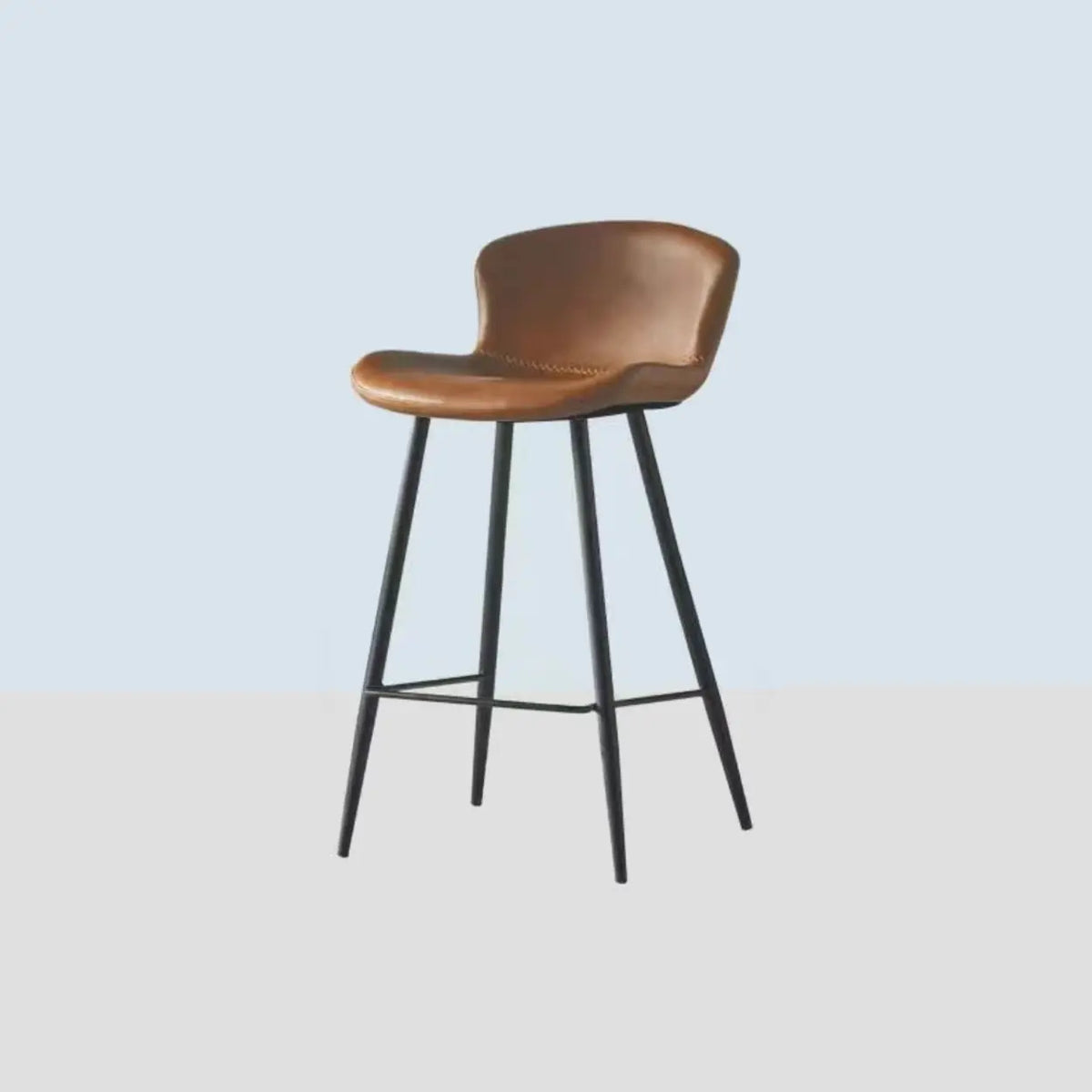 Leather Saddle Counter & Bar Stool with Low Back & Footrest