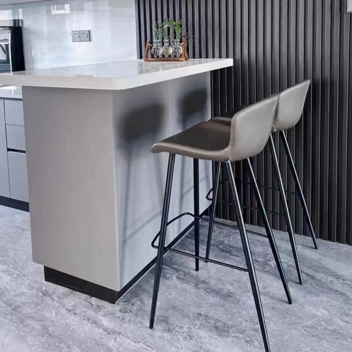 Leather Saddle Counter & Bar Stool with Low Back & Footrest