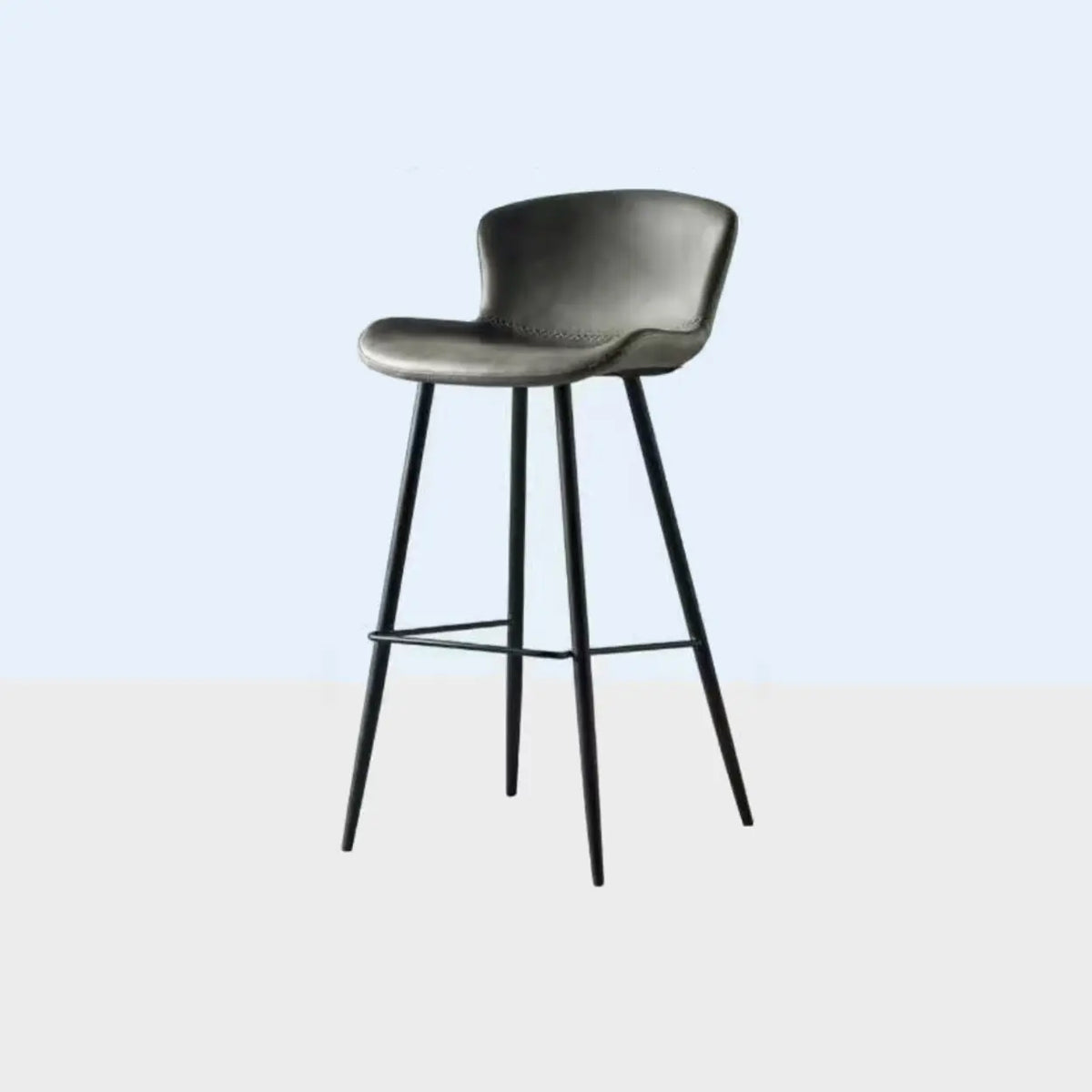 Leather Saddle Counter & Bar Stool with Low Back & Footrest