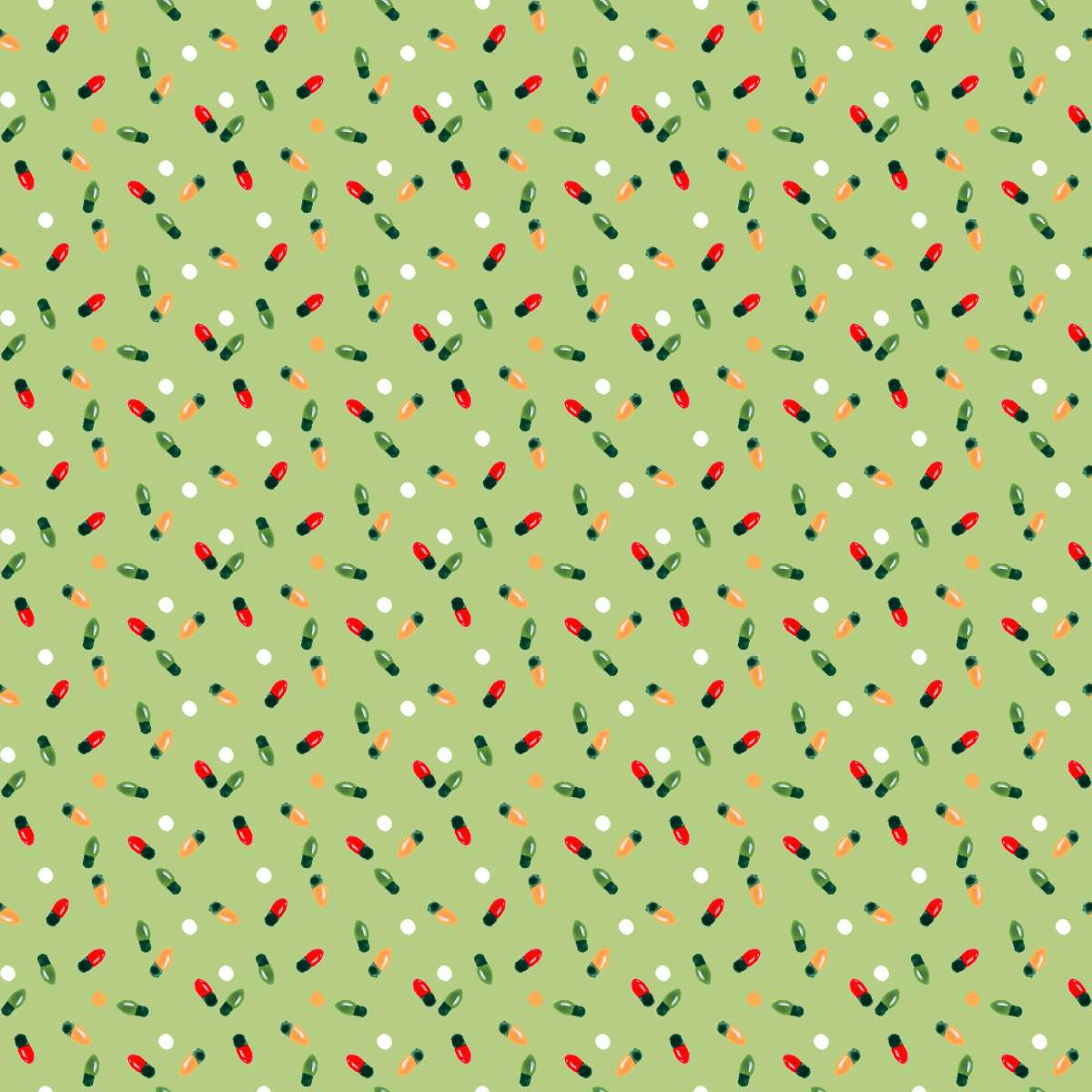 Christmas Lights Scatter Pattern on Sage Green Wall Art
