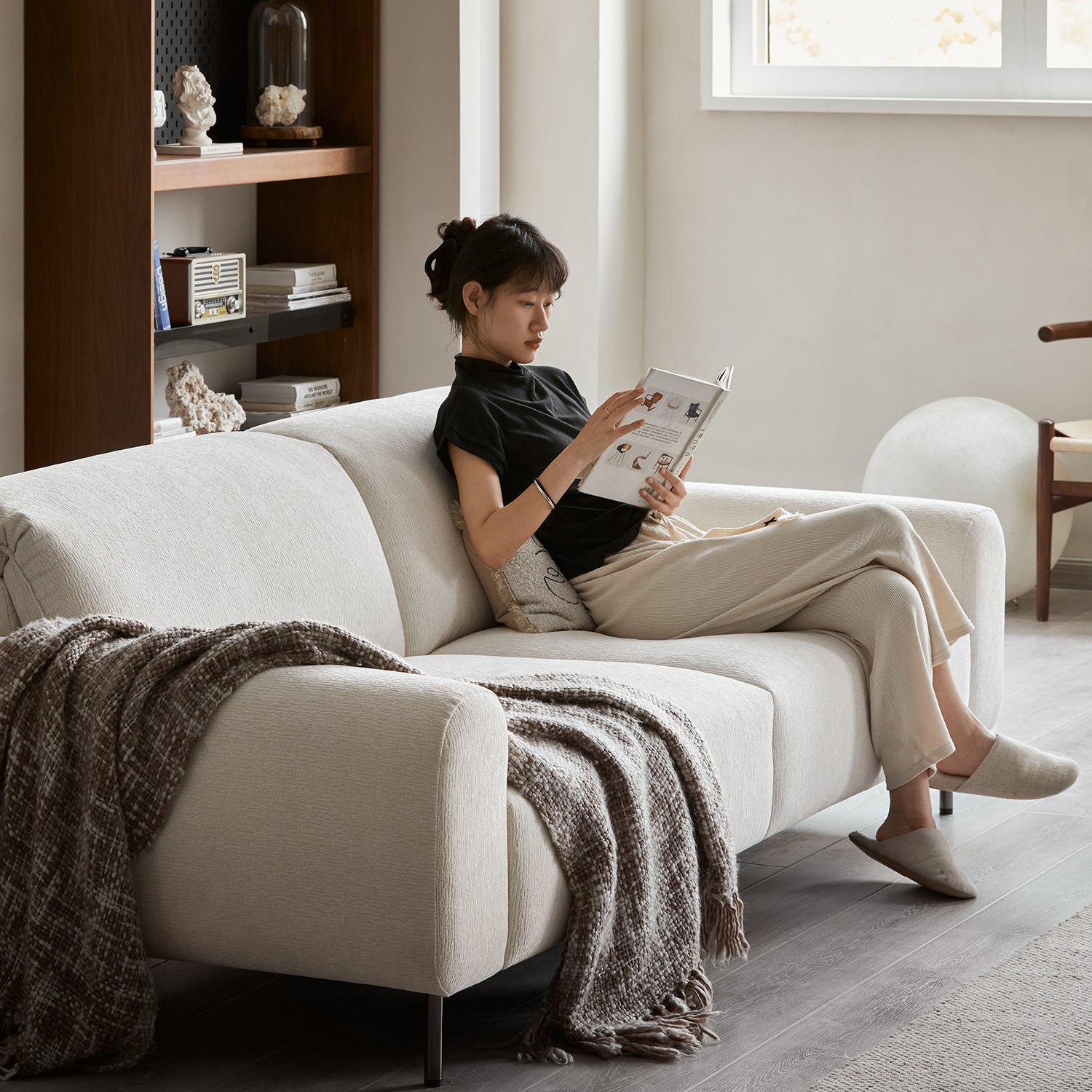 Minimalist Chenille Velvet Fabric 2 Seater Sofa DRIFT
