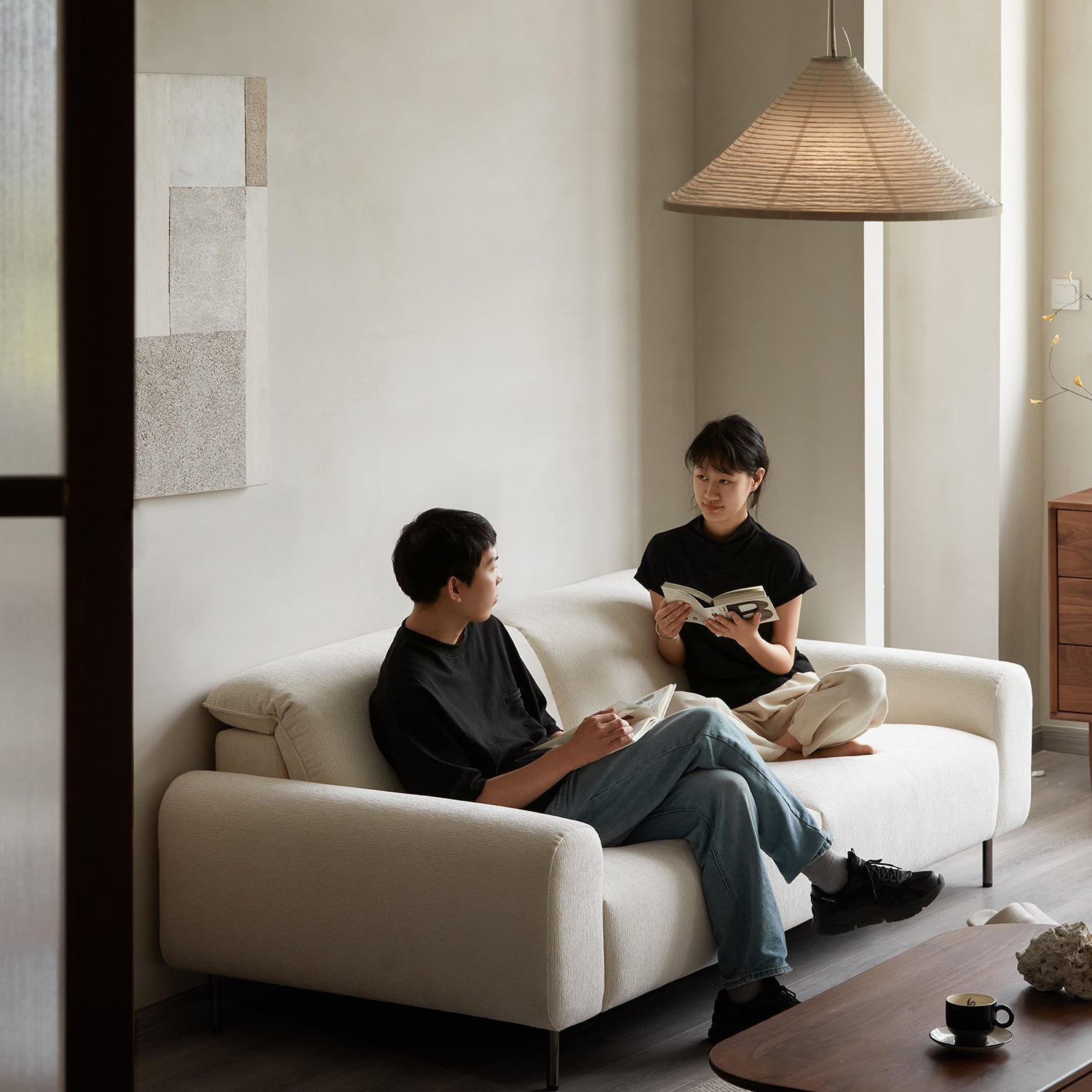 Minimalist Chenille Velvet Fabric 2 Seater Sofa DRIFT