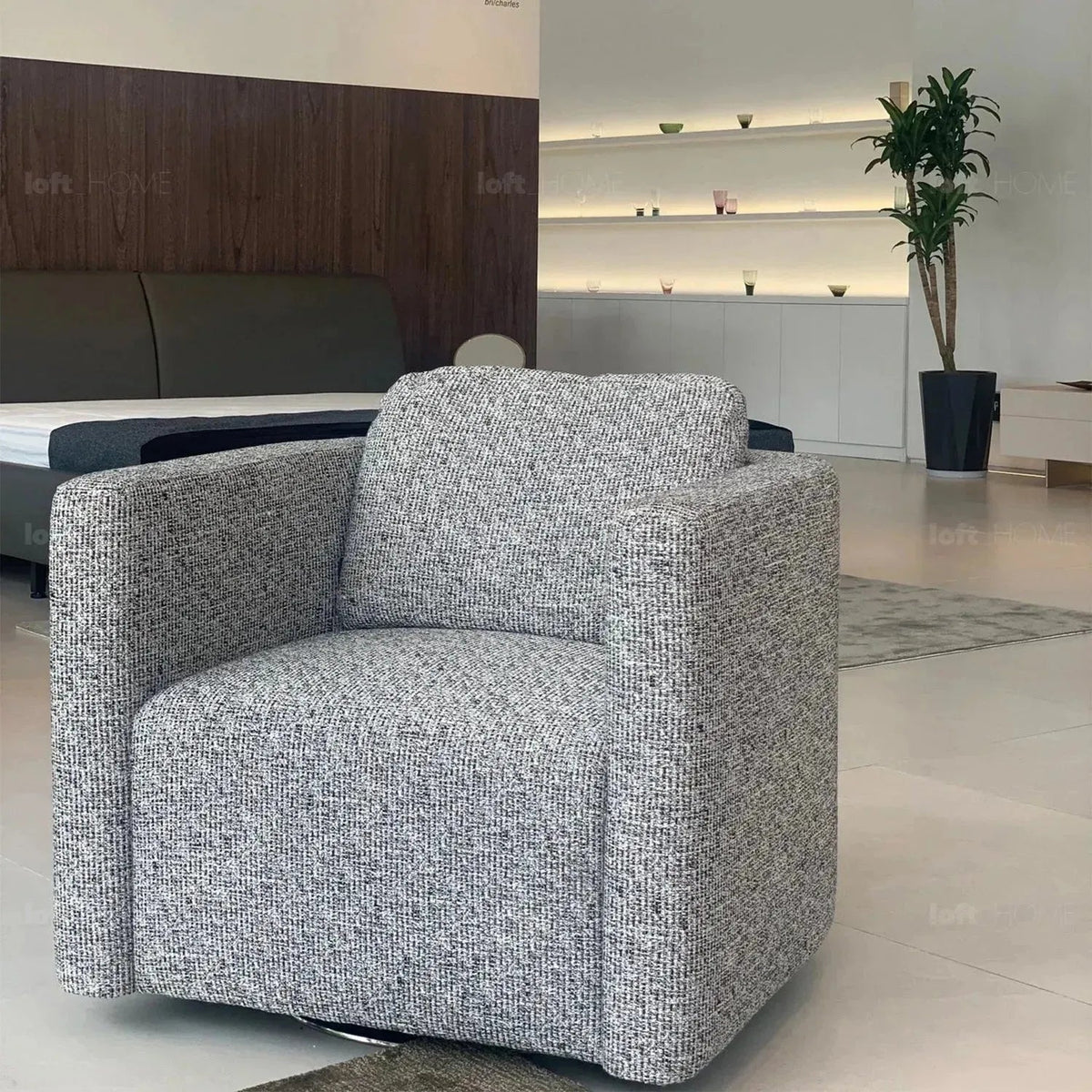 Minimalist Fabric 1 Seater Revolving Sofa VARIEGATED