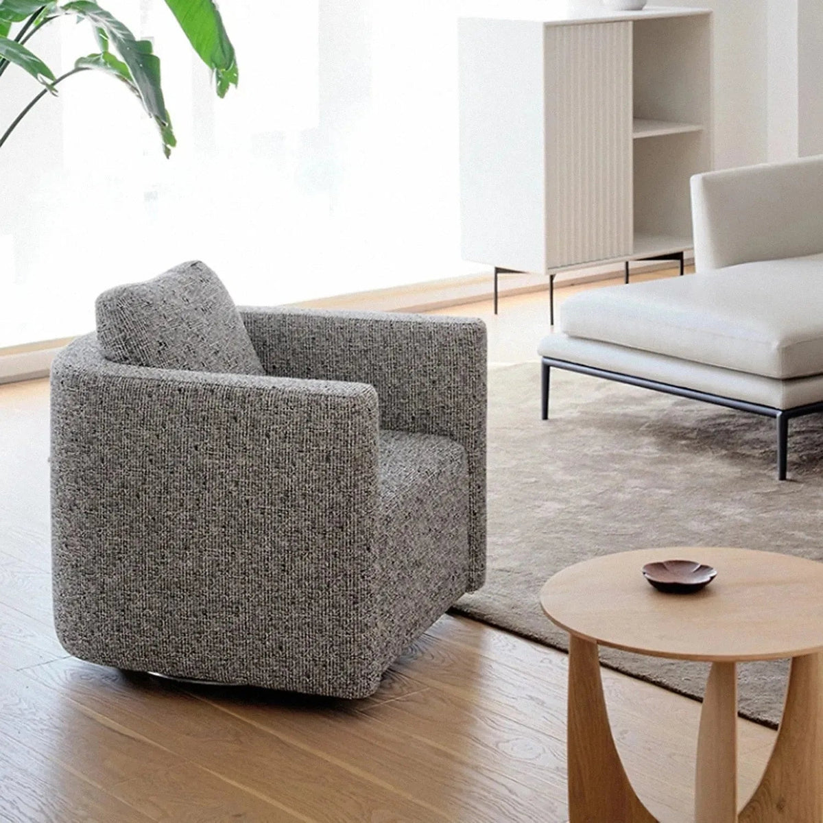 Minimalist Fabric 1 Seater Revolving Sofa VARIEGATED