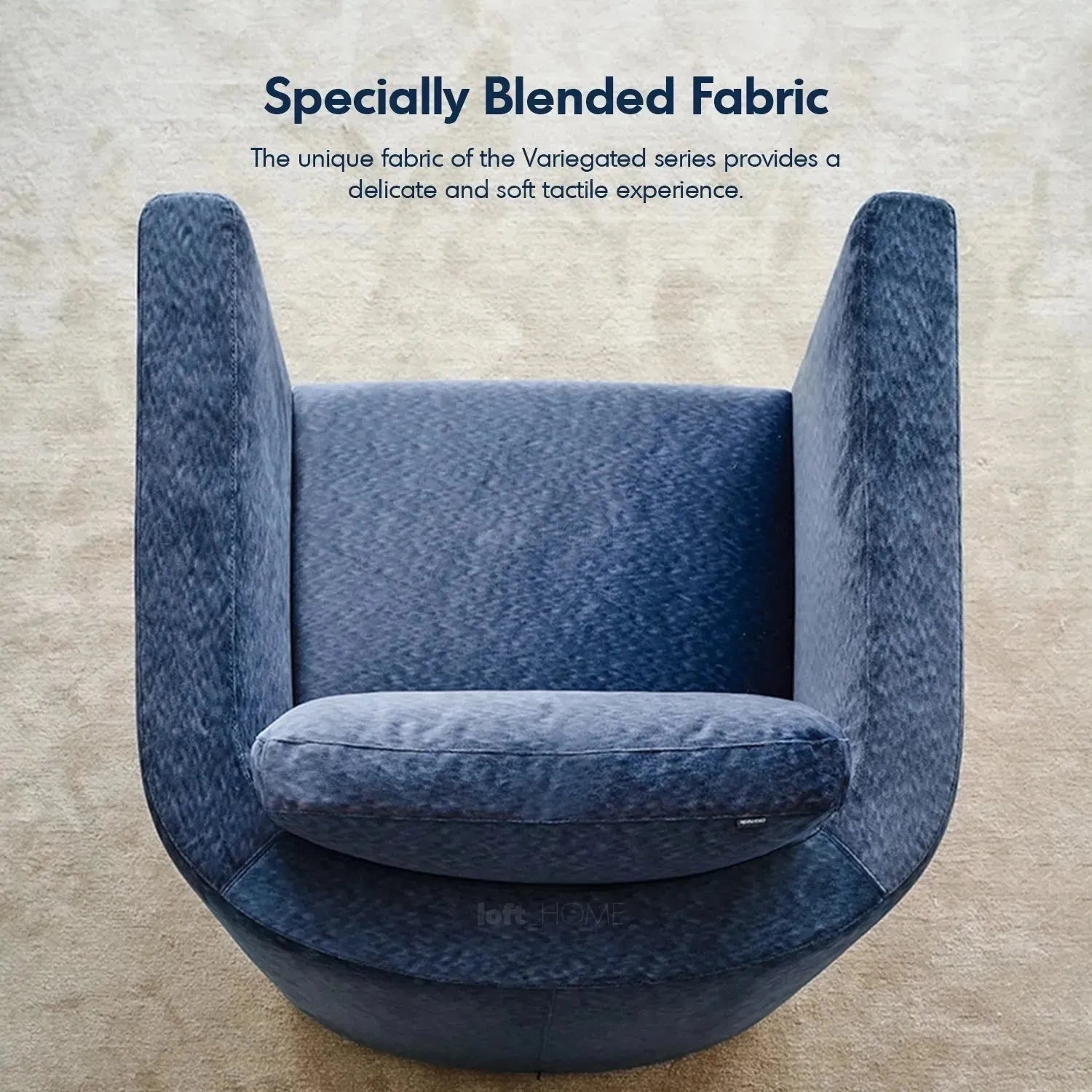 Minimalist Fabric 1 Seater Revolving Sofa VARIEGATED