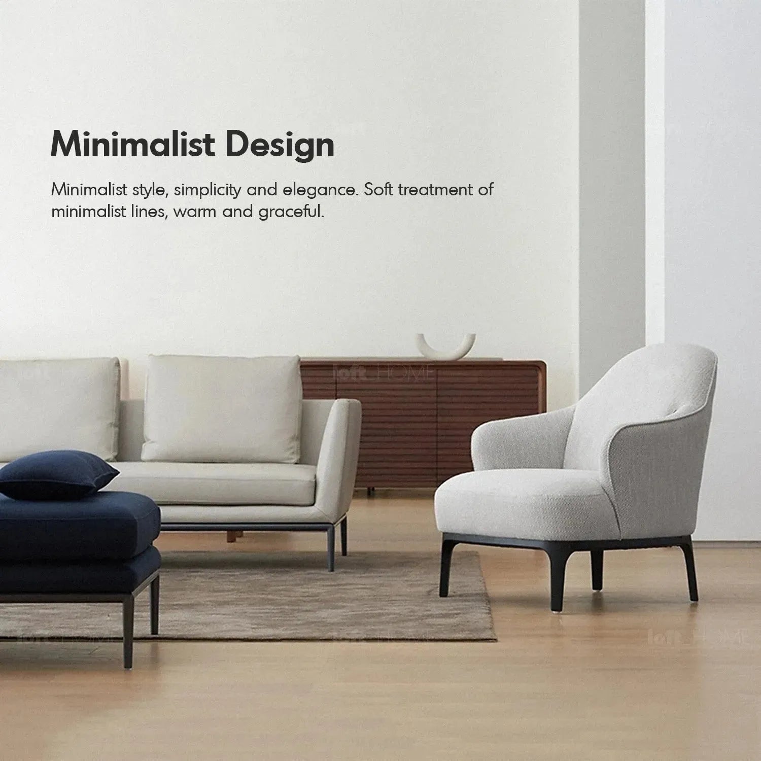 Minimalist Fabric 1 Seater Sofa RINA