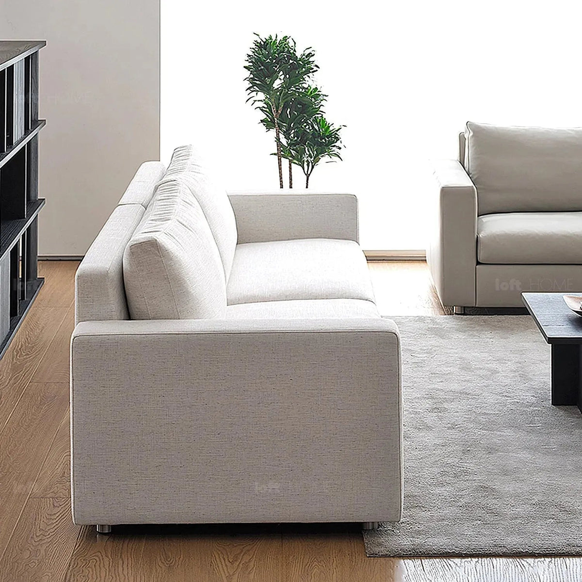 Minimalist Fabric 3 Seater Sofa WHITE