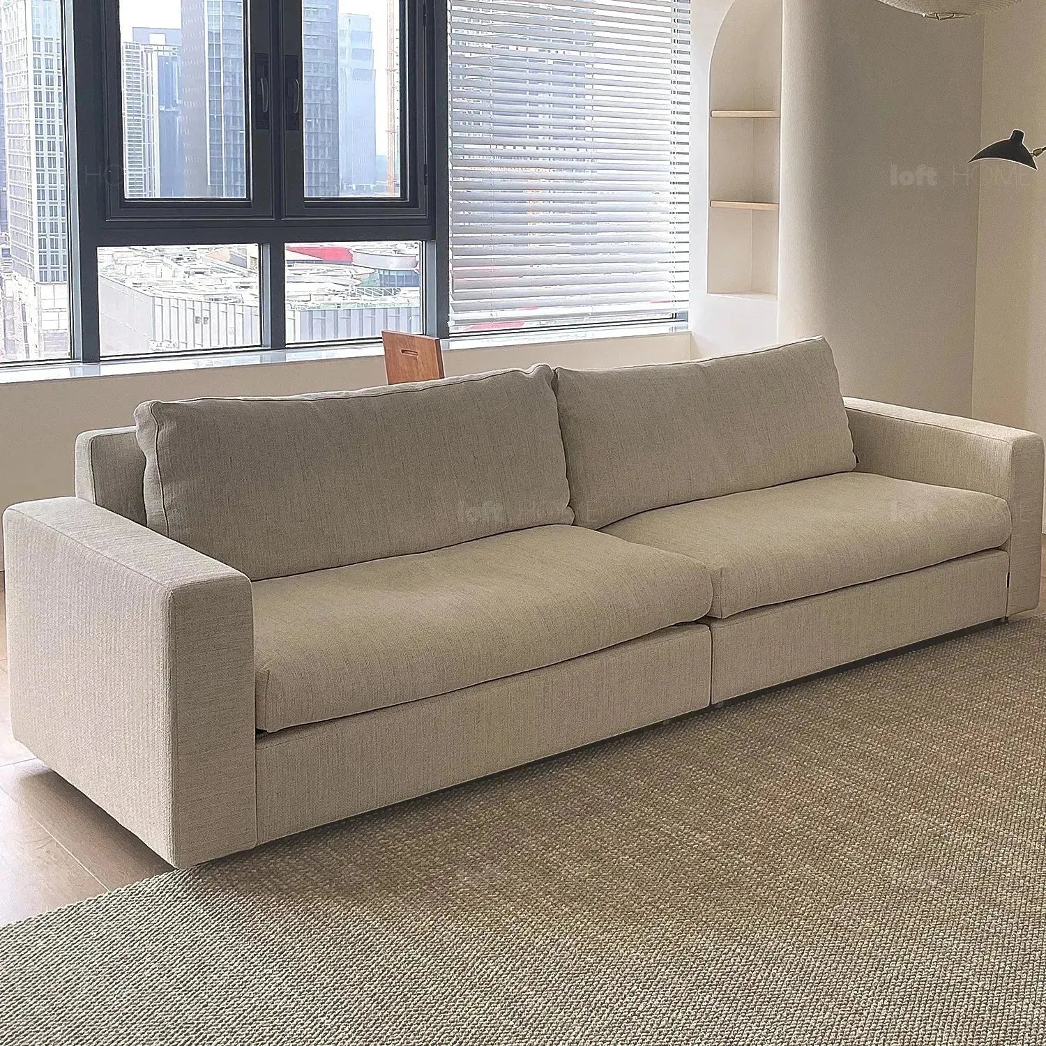 Minimalist Fabric 3 Seater Sofa WHITE