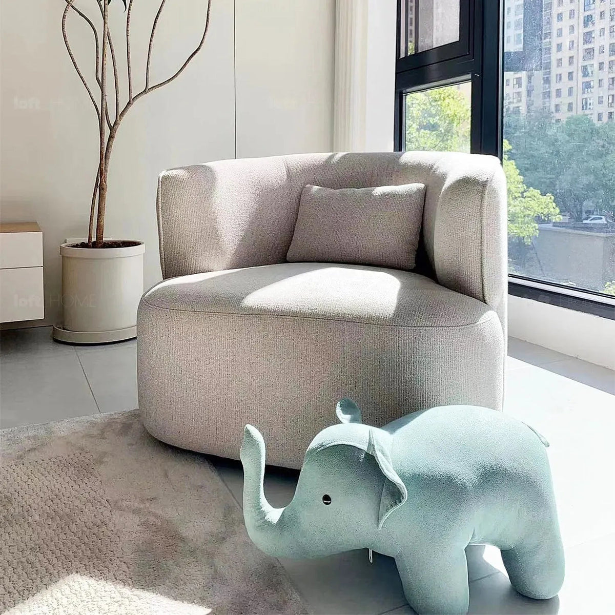 Minimalist Fabric Revolving 1 Seater Sofa HEB