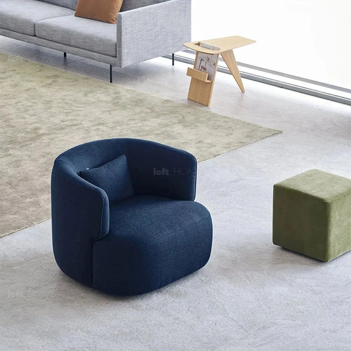 Minimalist Fabric Revolving 1 Seater Sofa HEB