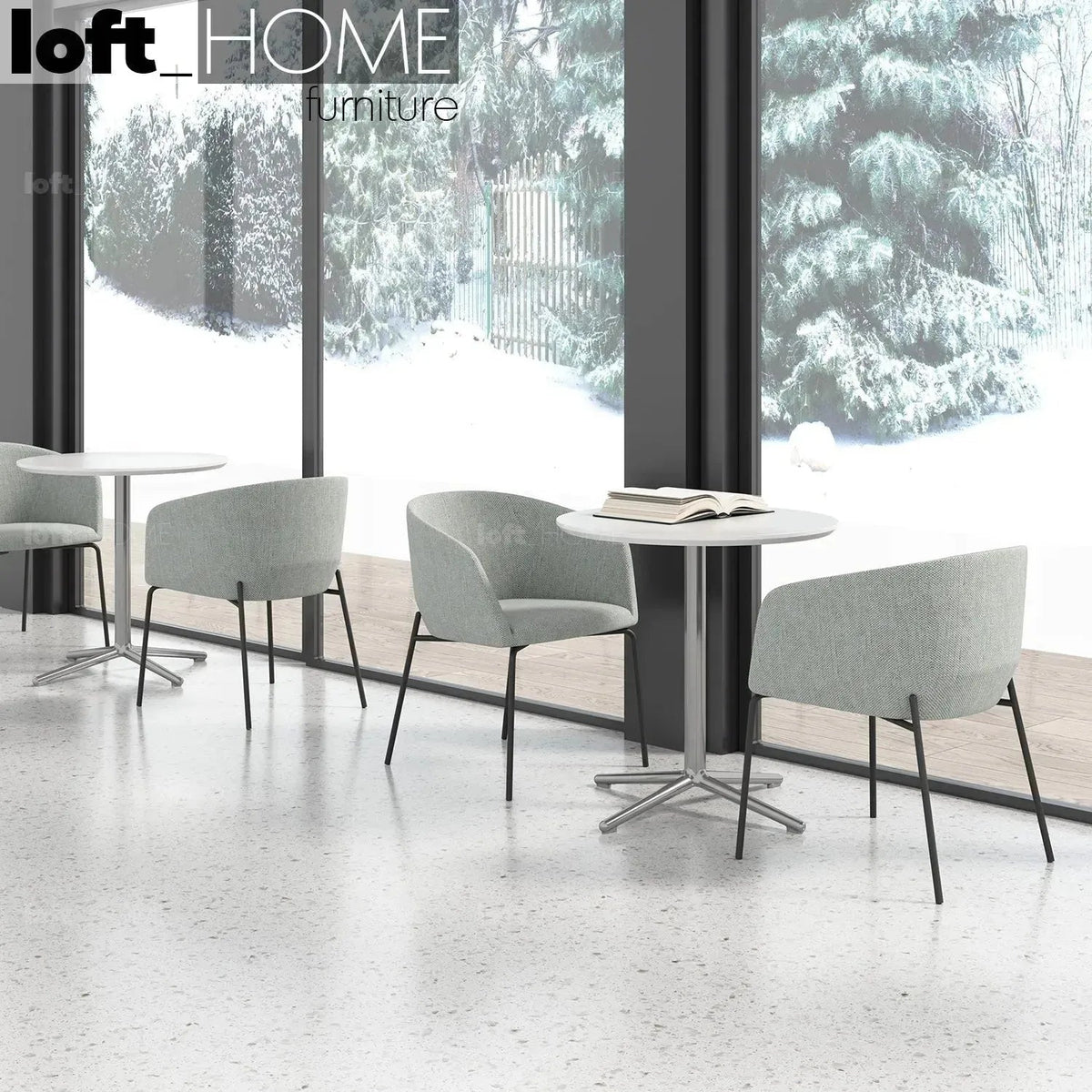Minimalist Metal Fabric Dining Chair SLICING