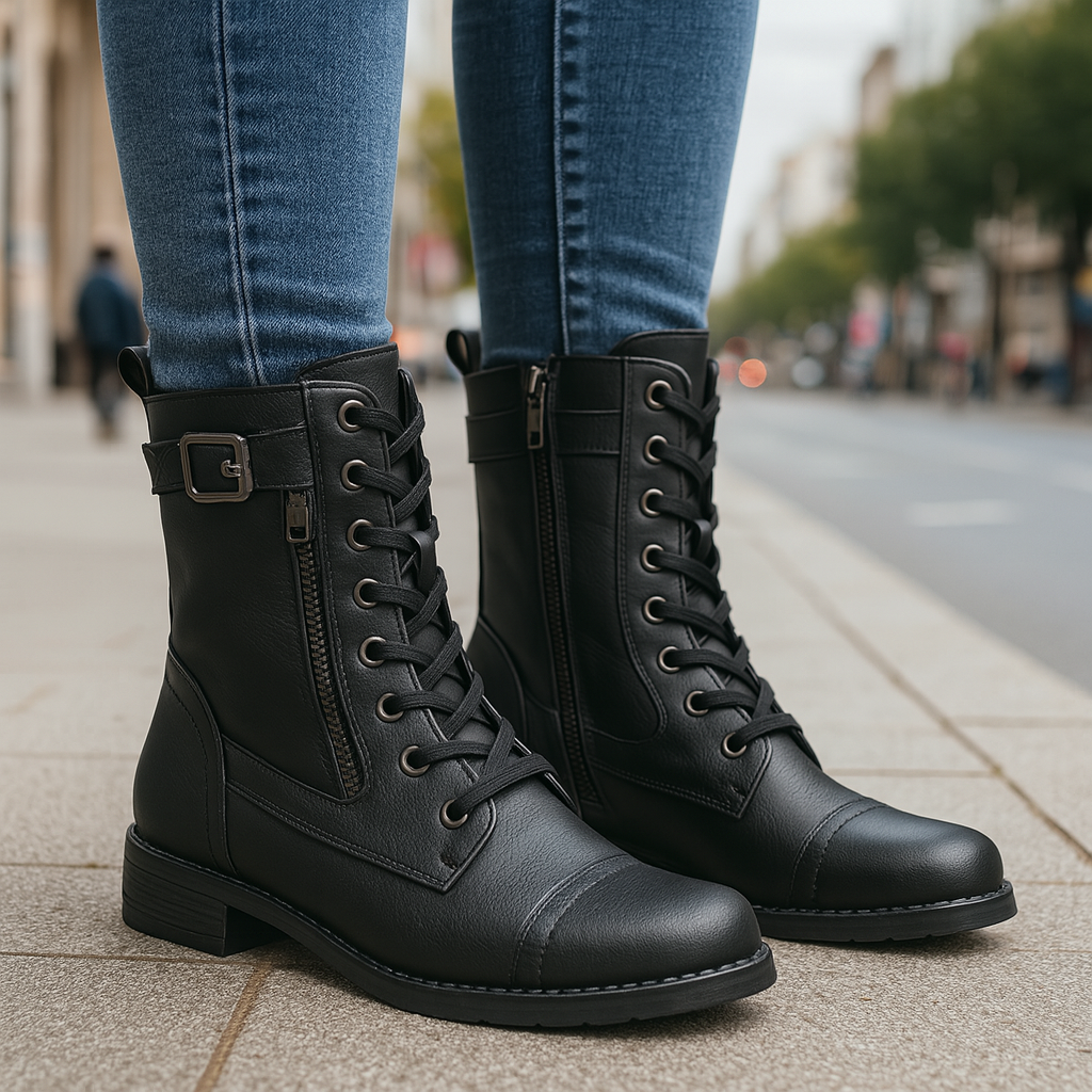 Bottines Nora en similicuir avec fermeture éclair pour femme | Idéales pour les journées décontractées