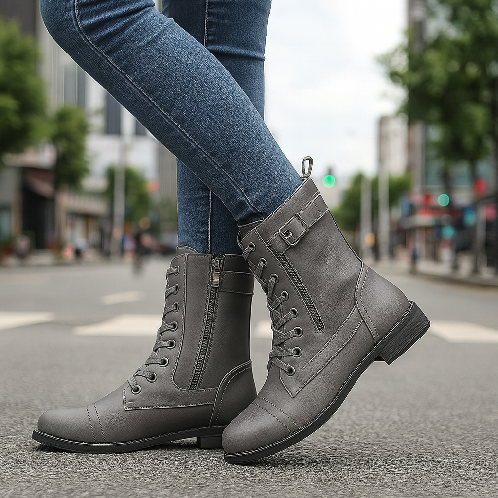 Bottines Nora en similicuir avec fermeture éclair pour femme | Idéales pour les journées décontractées