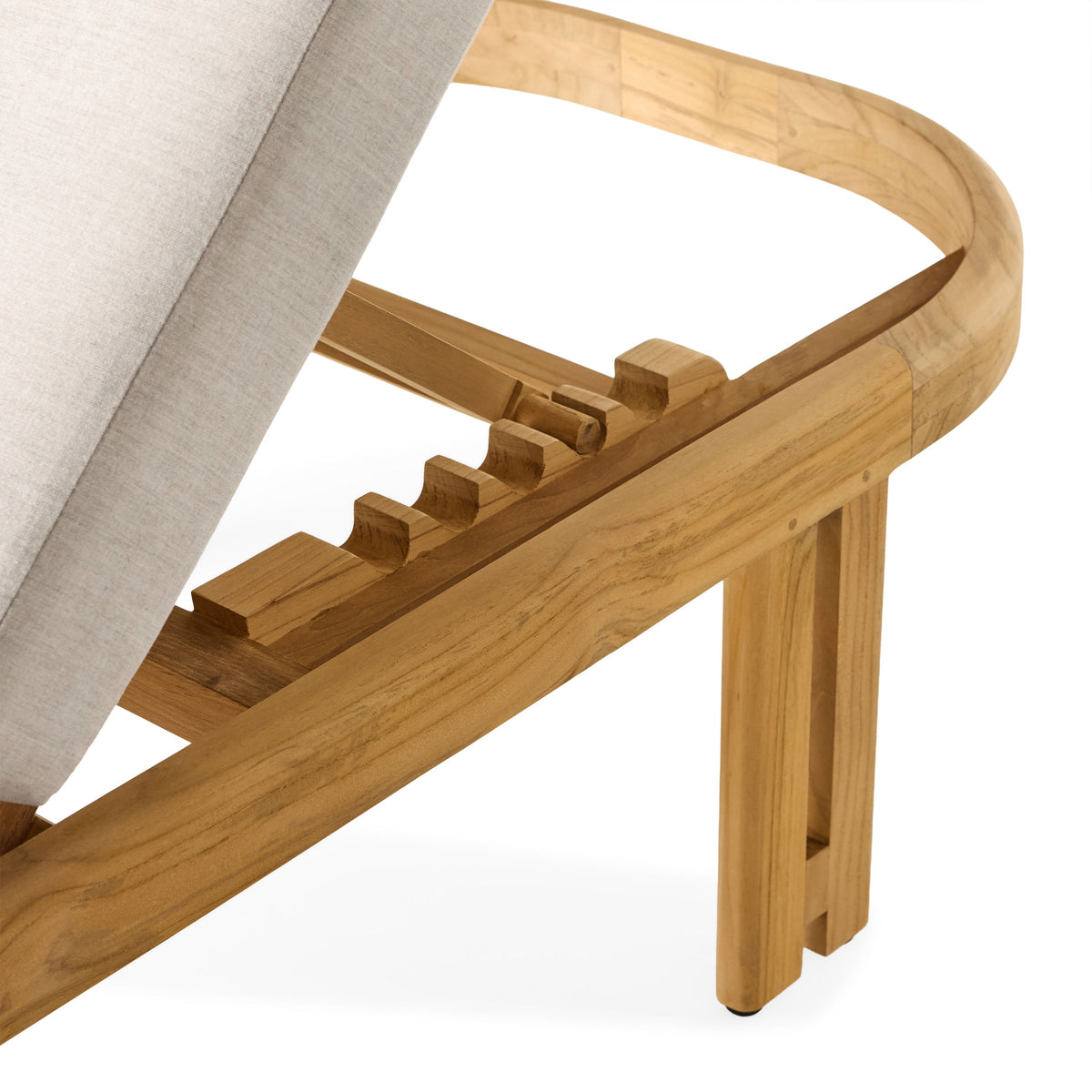 Ojai Teak Chaise Lounge, cushion and fabric texture close up