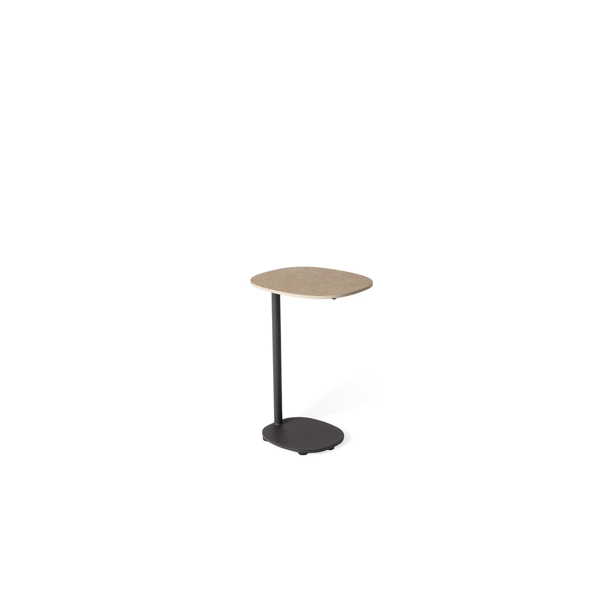 Saratoga Charcoal Aluminum Side Table, side profile