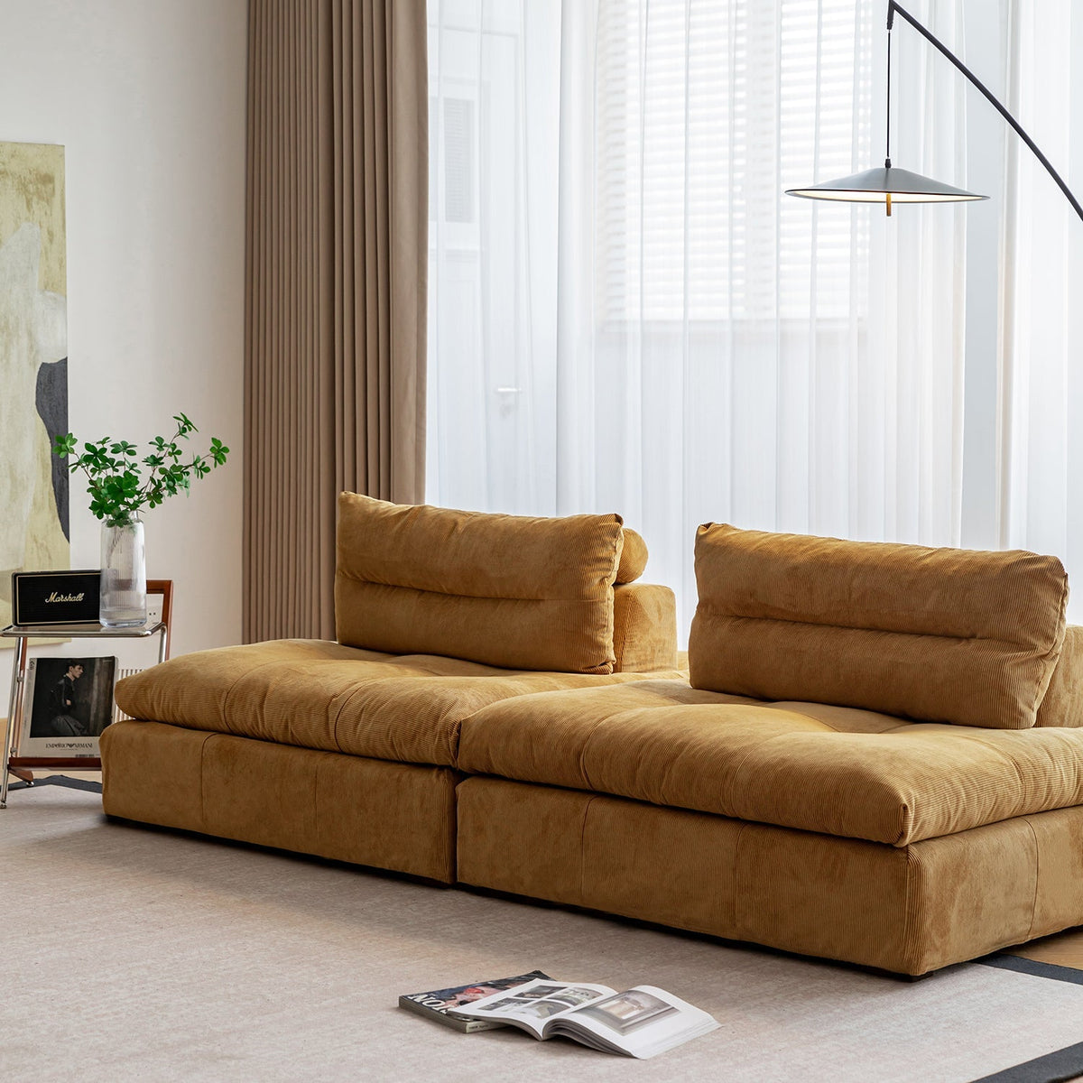 Scandinavian Chenille Velvet Fabric Modular 1 Seater Sofa GRAND