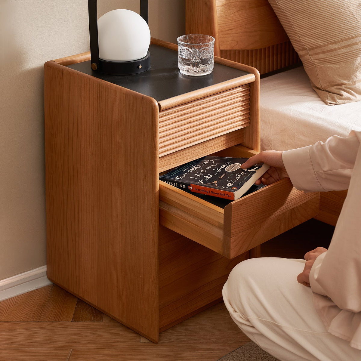 Scandinavian Cherry Wood Side Table AURIA