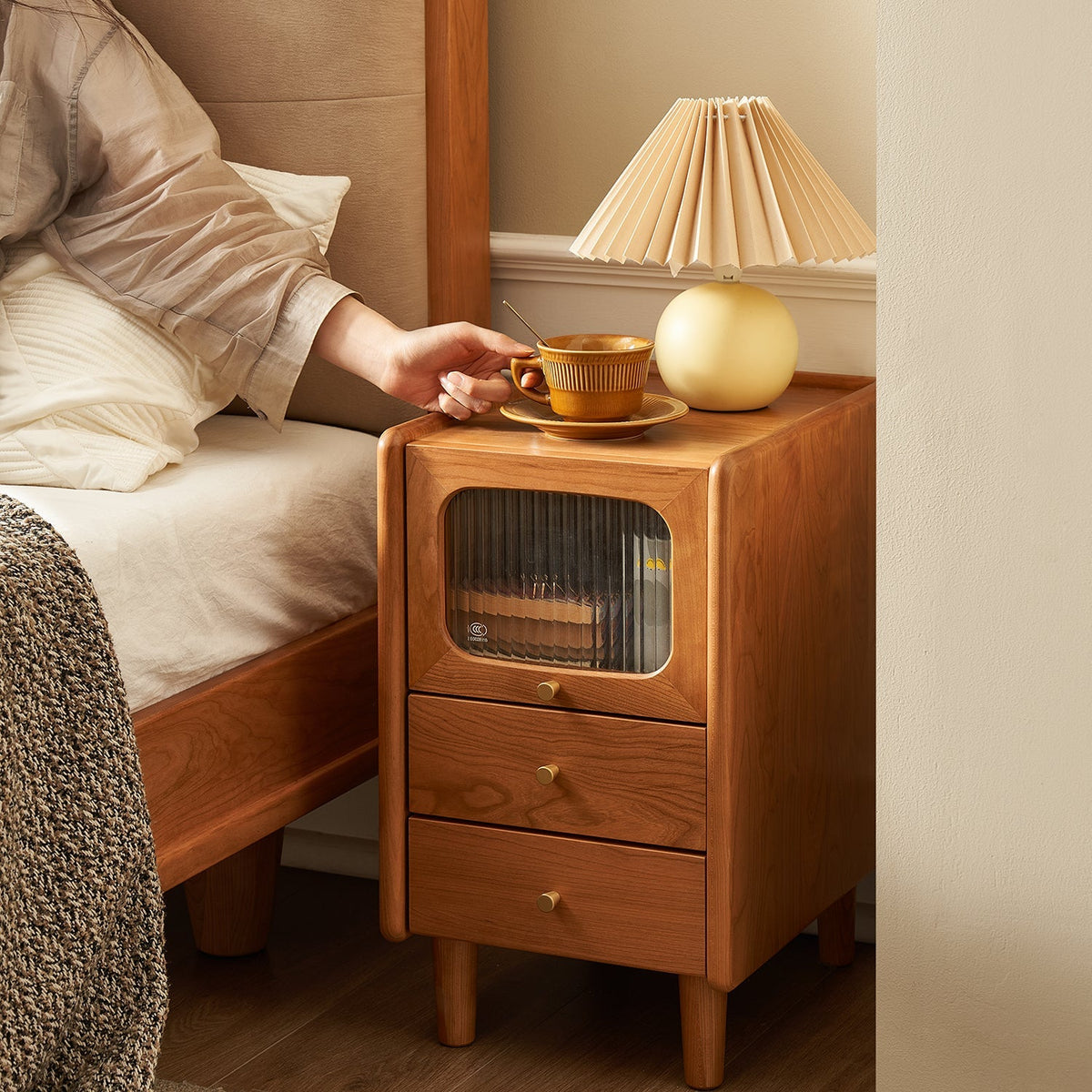 Scandinavian Cherry Wood Side Table SKYLAR