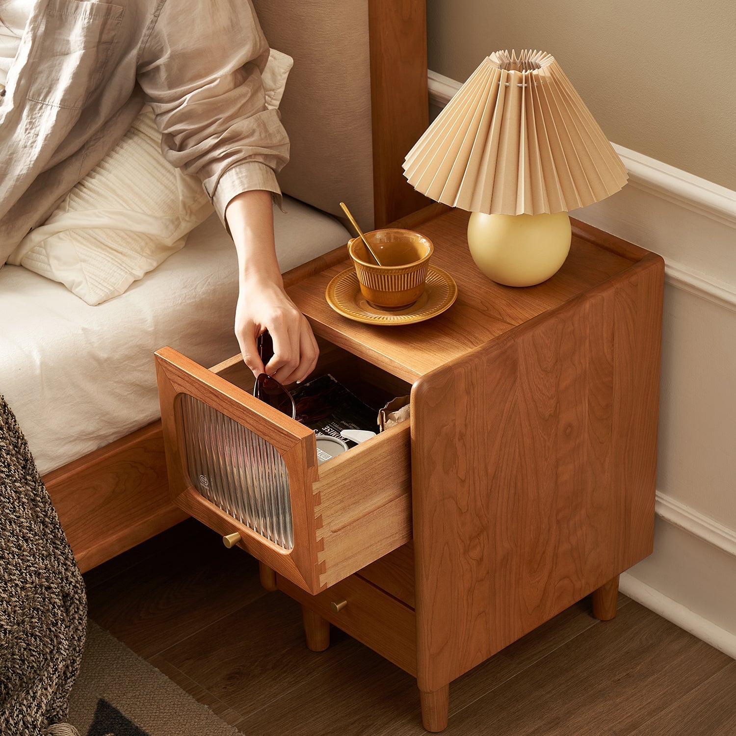 Scandinavian Cherry Wood Side Table SKYLAR